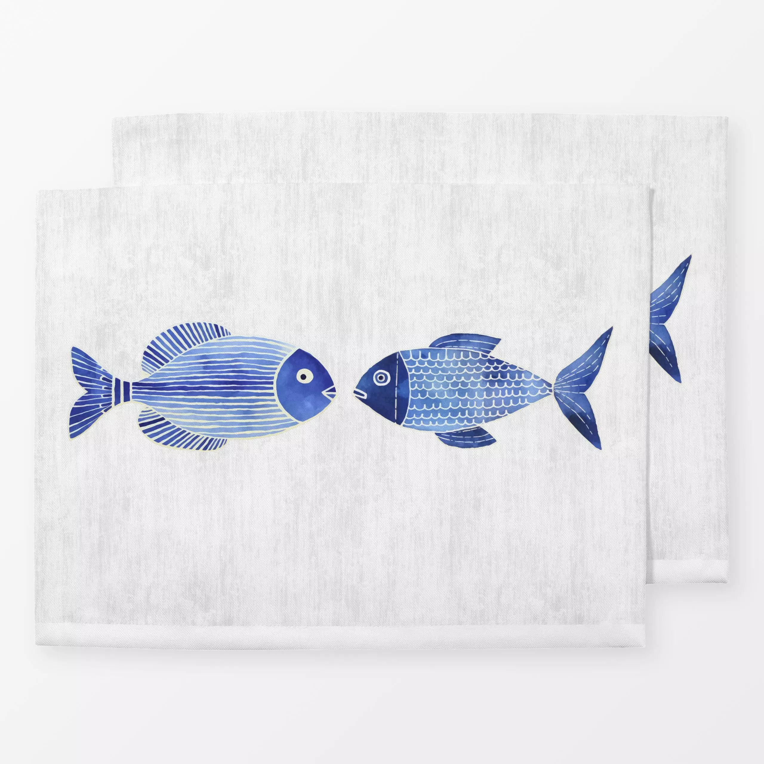 Tischset Blue Fish II - Sommer, Tiere - von „Andrea Haase"; Aquarell, Ozean, Meer, Meerestiere, Unterwasserwelt, Urlaub, mar...
