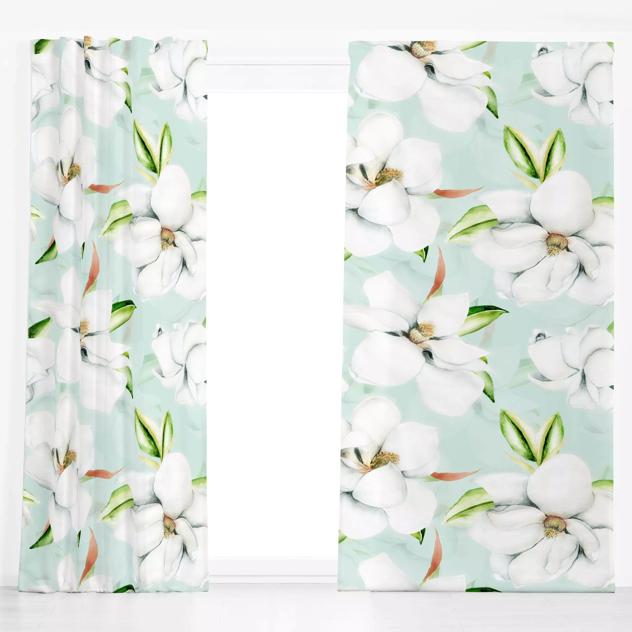 Dekovorhang Weiße Kamelien - Blumen & Florales, Frühling - von „Uta Naumann"; boho, Blumen, Blüten, Hygge, Botanisch, landha...