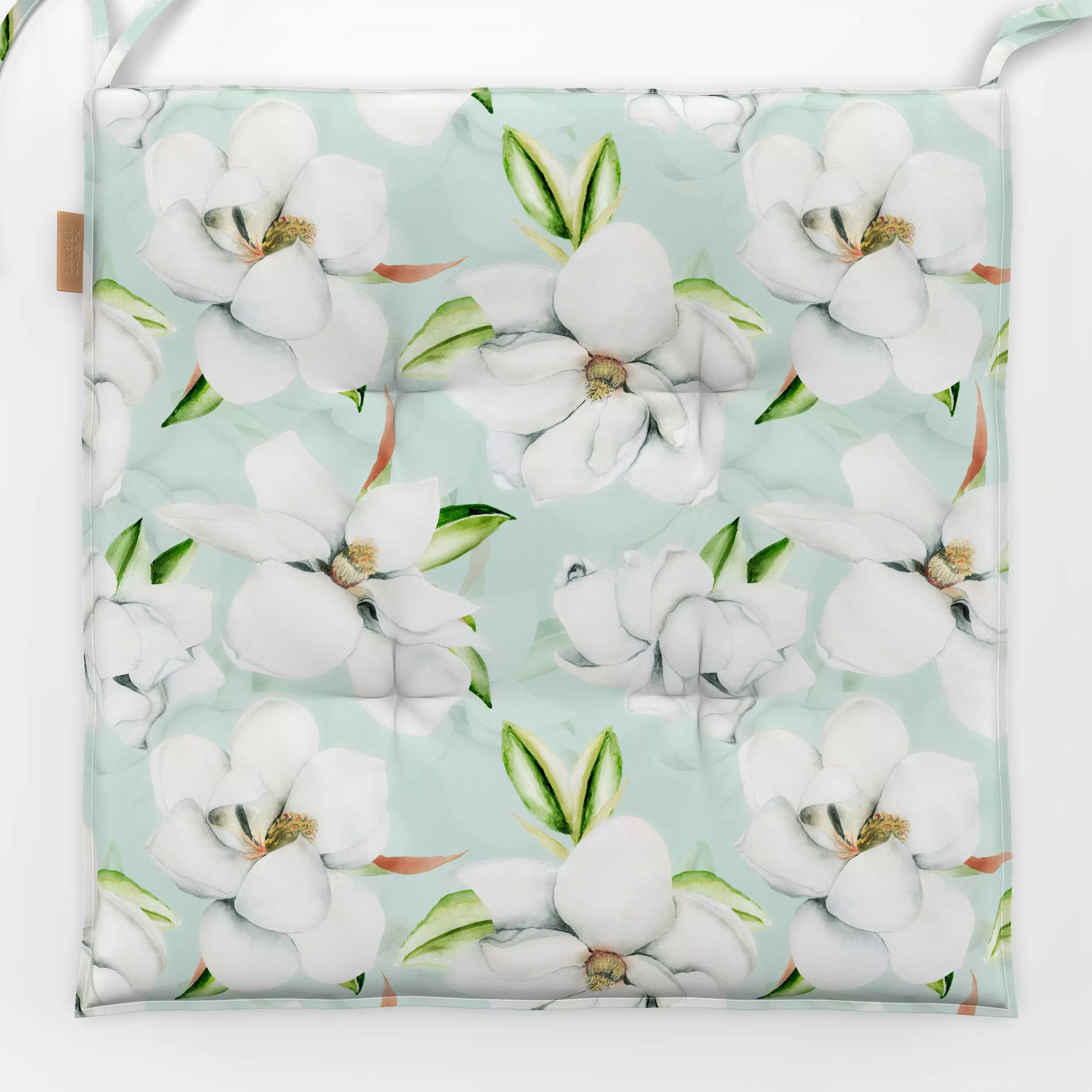 Sitzkissen Weiße Kamelien - Blumen & Florales, Frühling - von „Uta Naumann"; boho, Blumen, Blüten, Hygge, Botanisch, landhau...