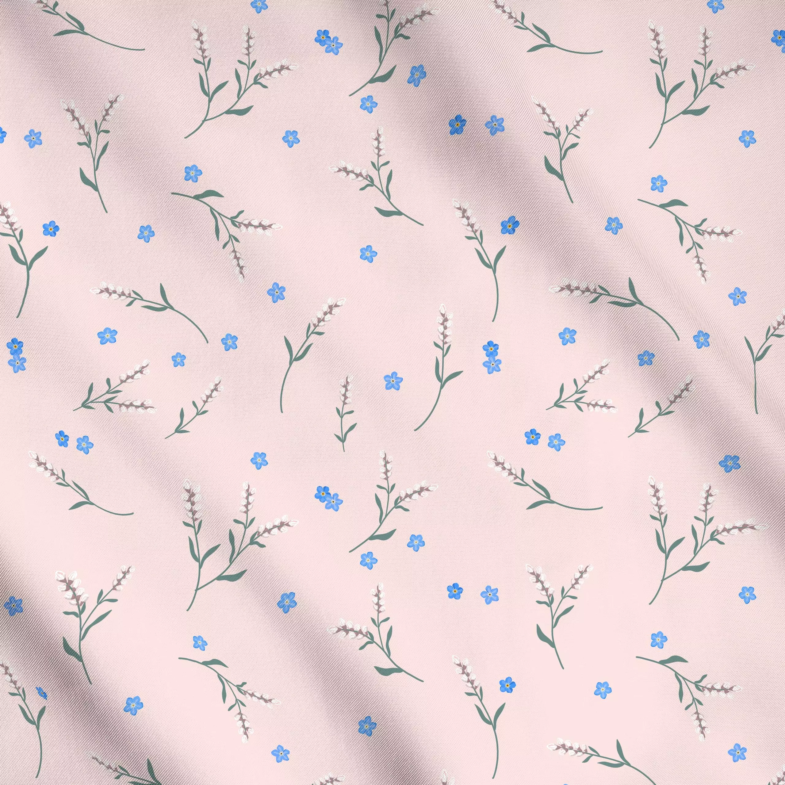 Meterware Zarte Blüten Muster Rosa - Blumen & Florales, Frühling, Anlässe, Ostern - von „Heyduda"; Blätter, Garten, Blüten, ...