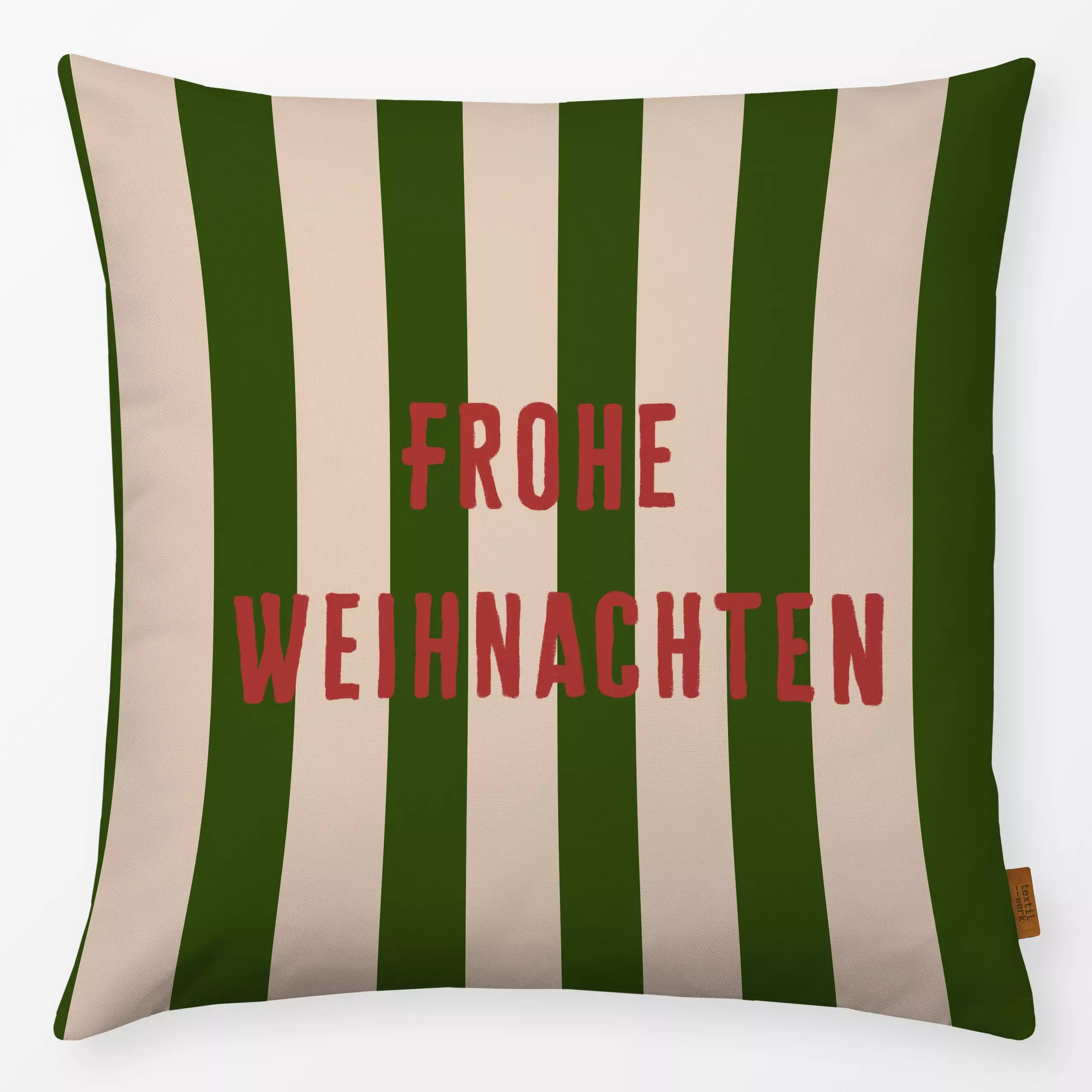 Kissen Frohe Weihnachten Streifen - Sprüche & Schriftzüge, Weihnachten, Winter - von „Alisa Knöß"; Weihnachtsdeko, winterdek...