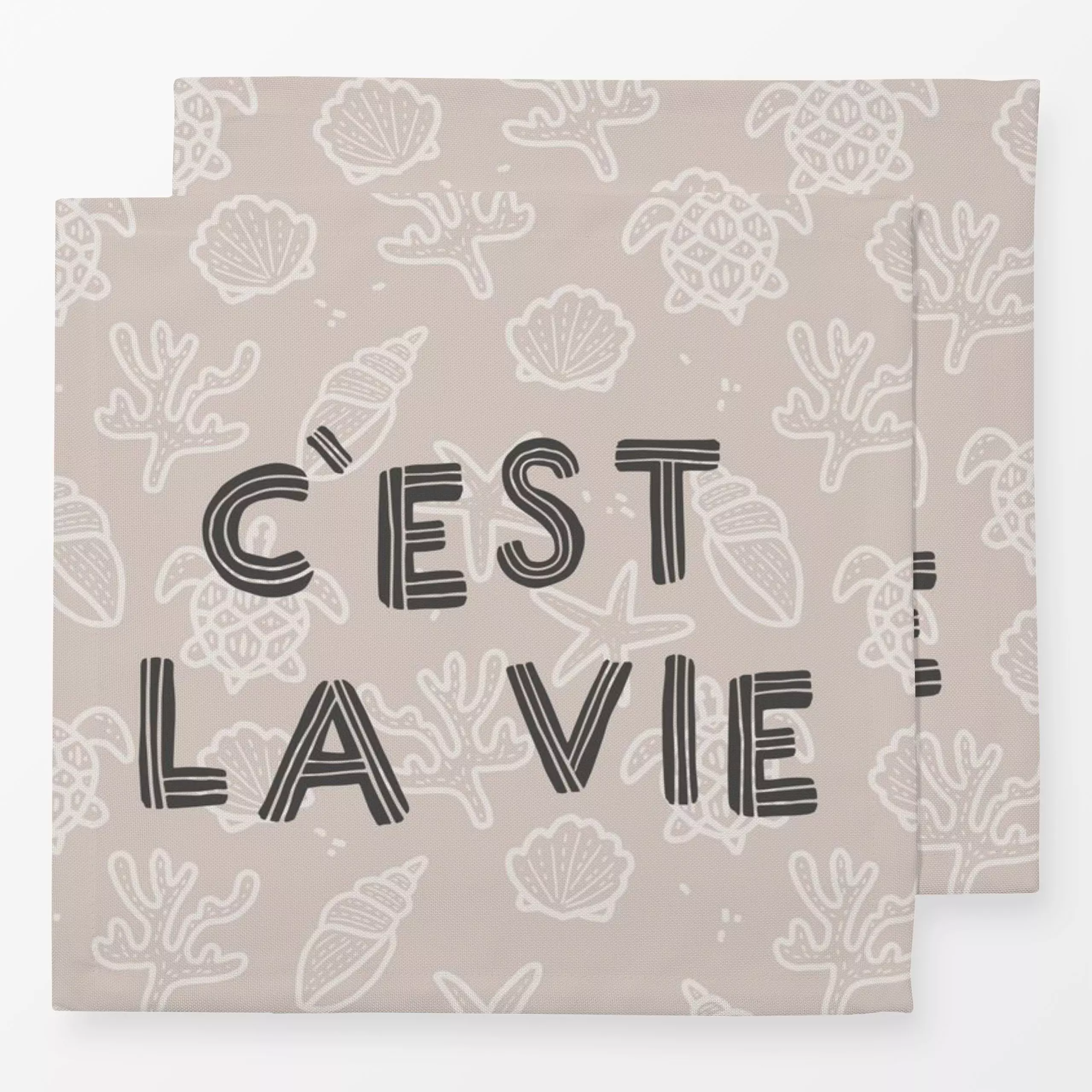 Servietten C'est la Vie - Natur & Landschaft, Sommer - von „Kruth Design"; Sommer, Muscheln, outdoor, statement, Gartendeko,...