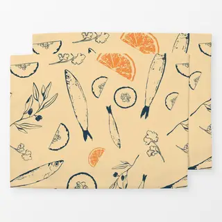 Tischset Santorini Fish Pattern