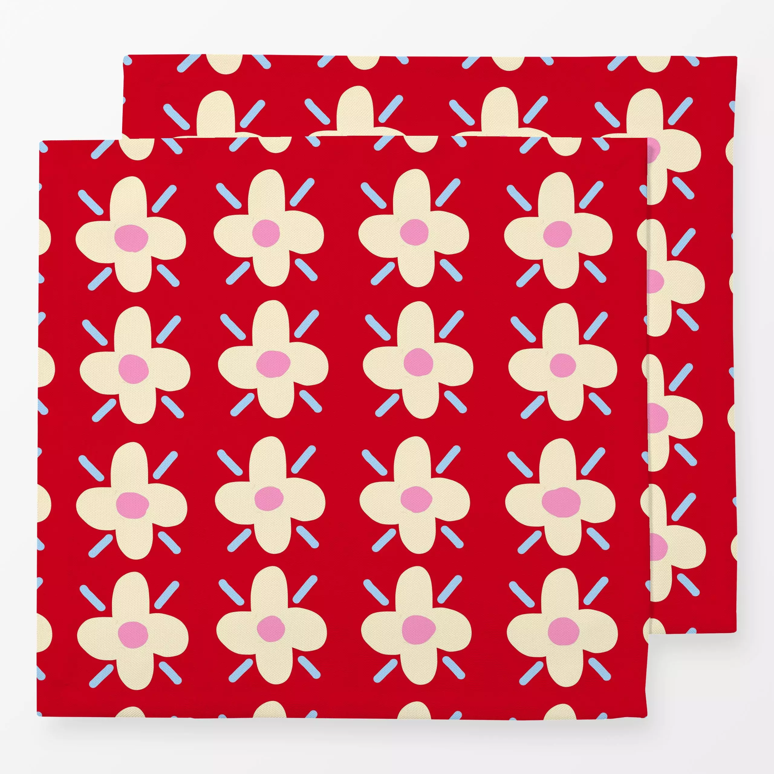 Servietten Retro Blume NO1 - Symbole & Muster - von „Ursula Tücks"; Muster, Kissen, Retro, beige, modern, rot, stoff, handge...