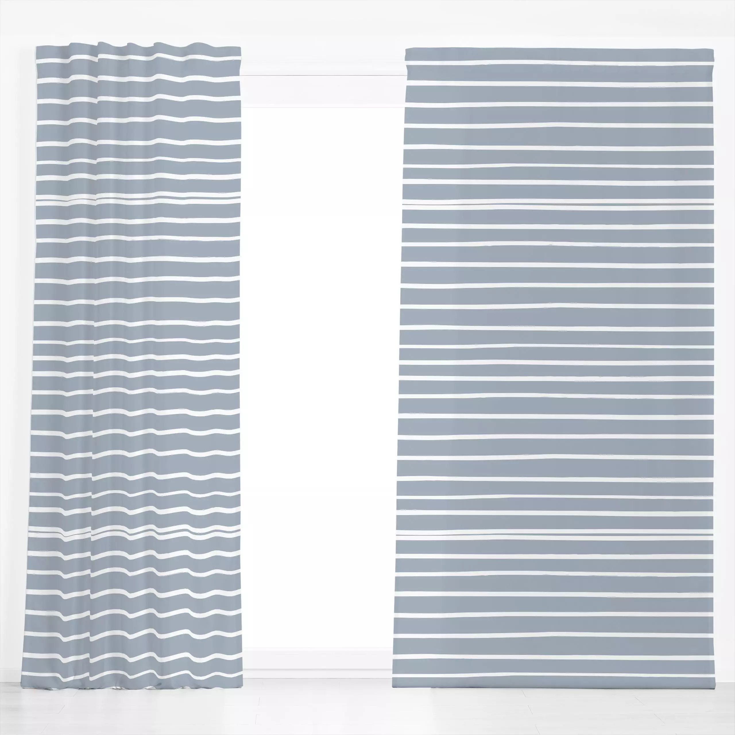Dekovorhang Handgemalte Streifen Blaugrau - Winter, Symbole & Muster - von „Uta Naumann"; Muster, minimal, Streifen, Herbst,...