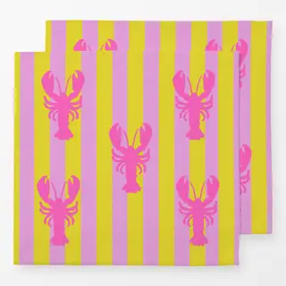 Servietten Hummer Streifen Pink Gelb
