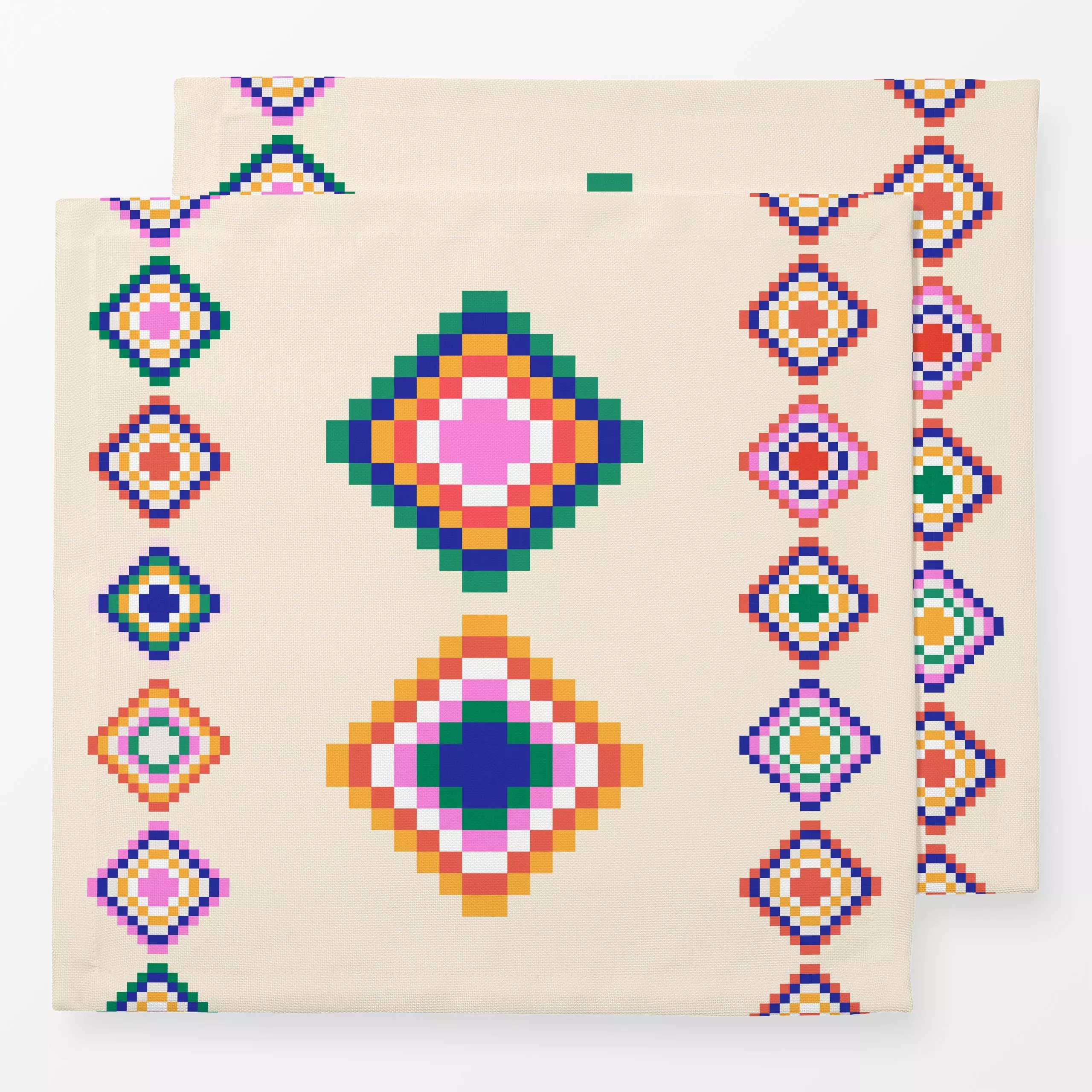 Servietten Cool Boho Diamond Mosaic - Sommer, Symbole & Muster - von „Karen Menzenbach"; boho, Muster, Sommer, Karo, bunt, E...