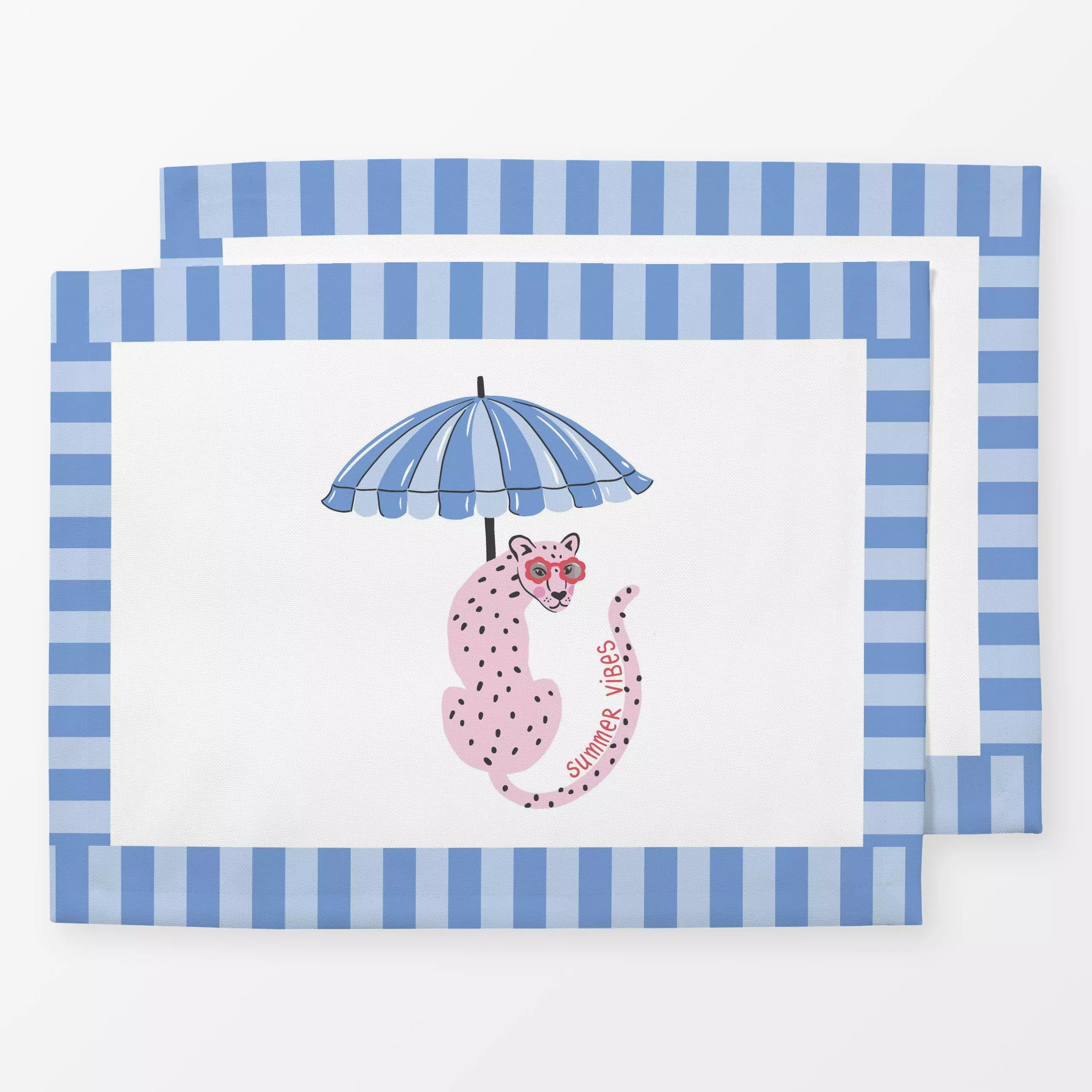 Tischset summer vibes leopard - Sommer, Tiere, Sprüche & Schriftzüge - von „Vivian Hasenclever"; Strand, Leopard, kinderkiss...