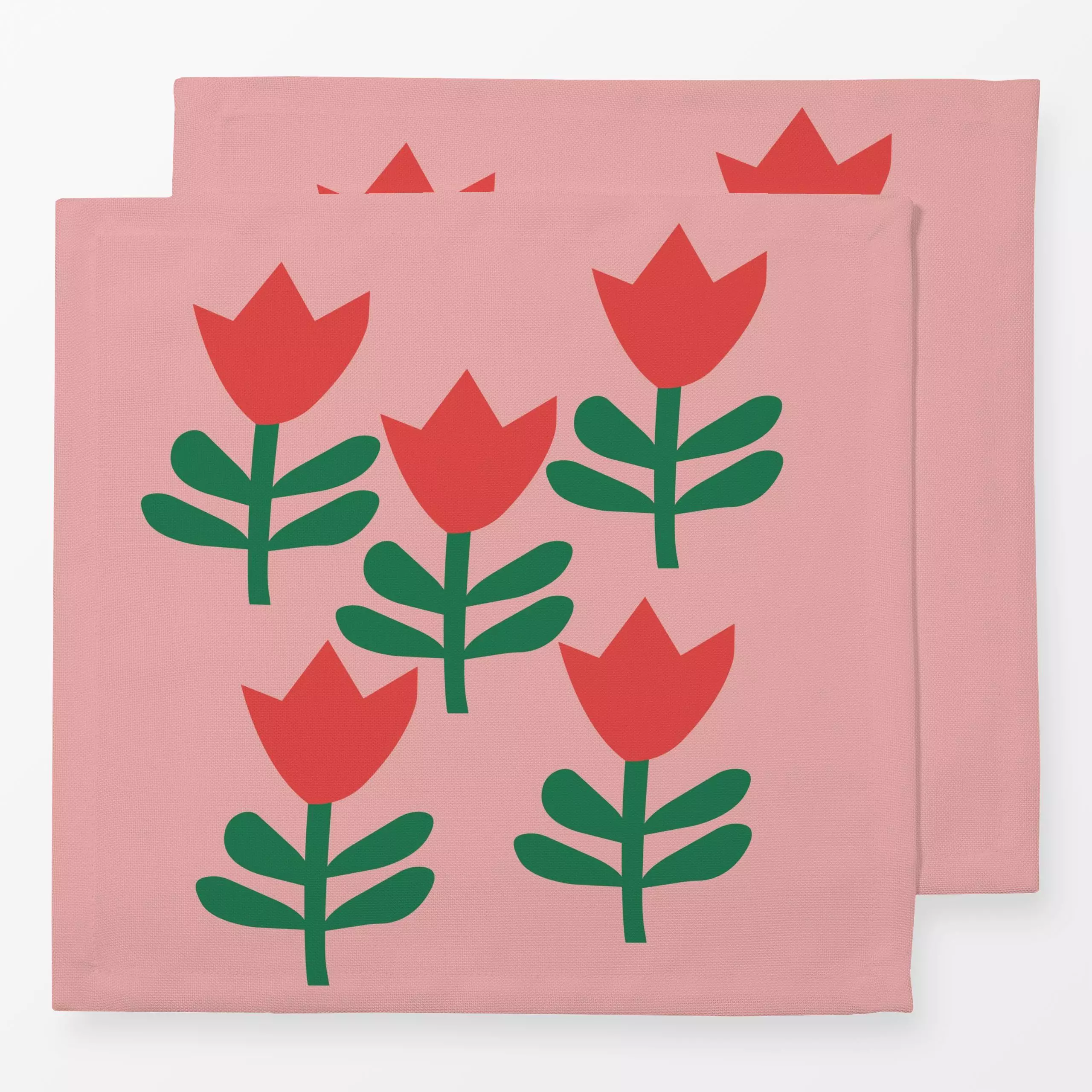 Servietten Flowers 3 Red Green - Blumen & Florales, Frühling - von „Jana Driver"; Tulpen, pink, rot, Fruehling, gruen, sprin...