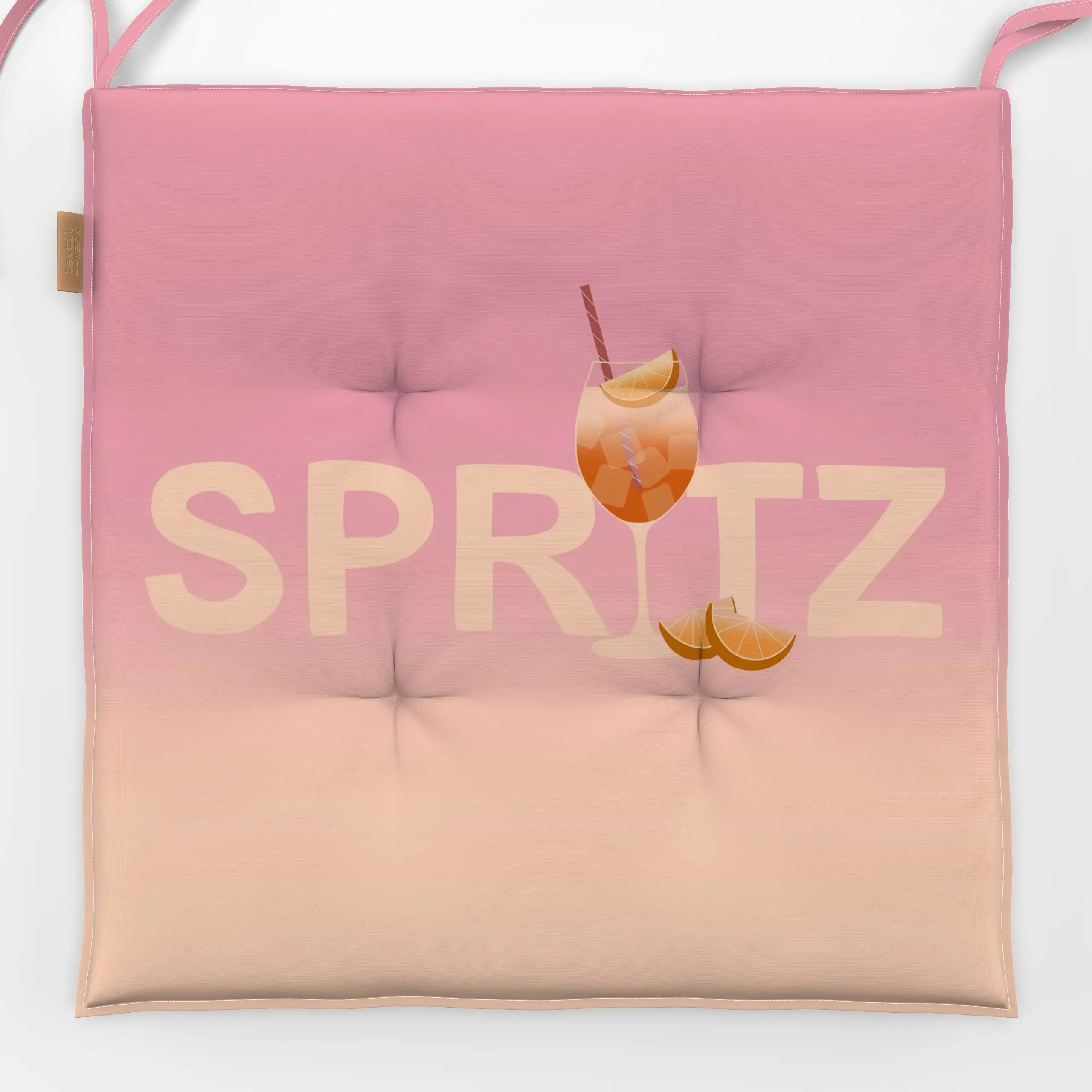 Sitzkissen Spritz Typo Verlauf Rosa - Sommer, Sprüche & Schriftzüge, Küche, Essen & Trinken - von „Sophie Augustin Illustrat...