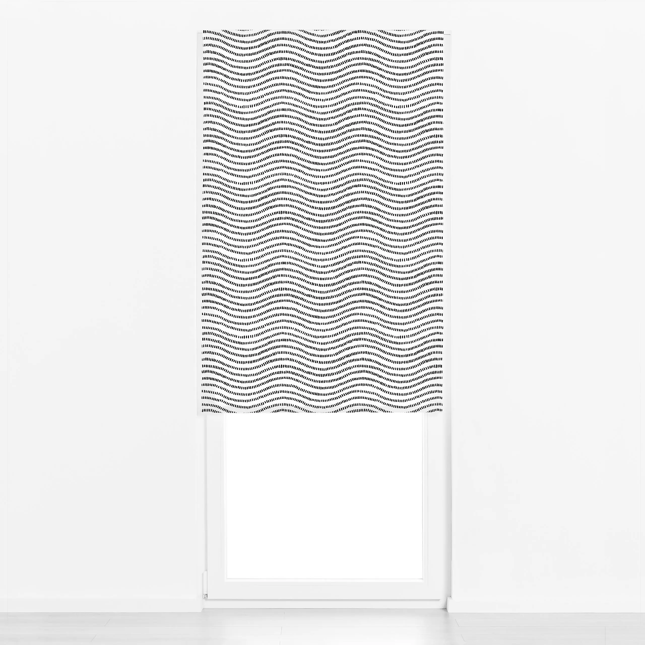 Raffrollo Streifenliebe Wellen 1 - Symbole & Muster - von „Primus Pattern"; schwarz, Streifen, Striche, wellen, Girlande, ko...