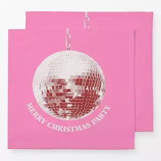 Servietten Christmas Party Discoball Pink