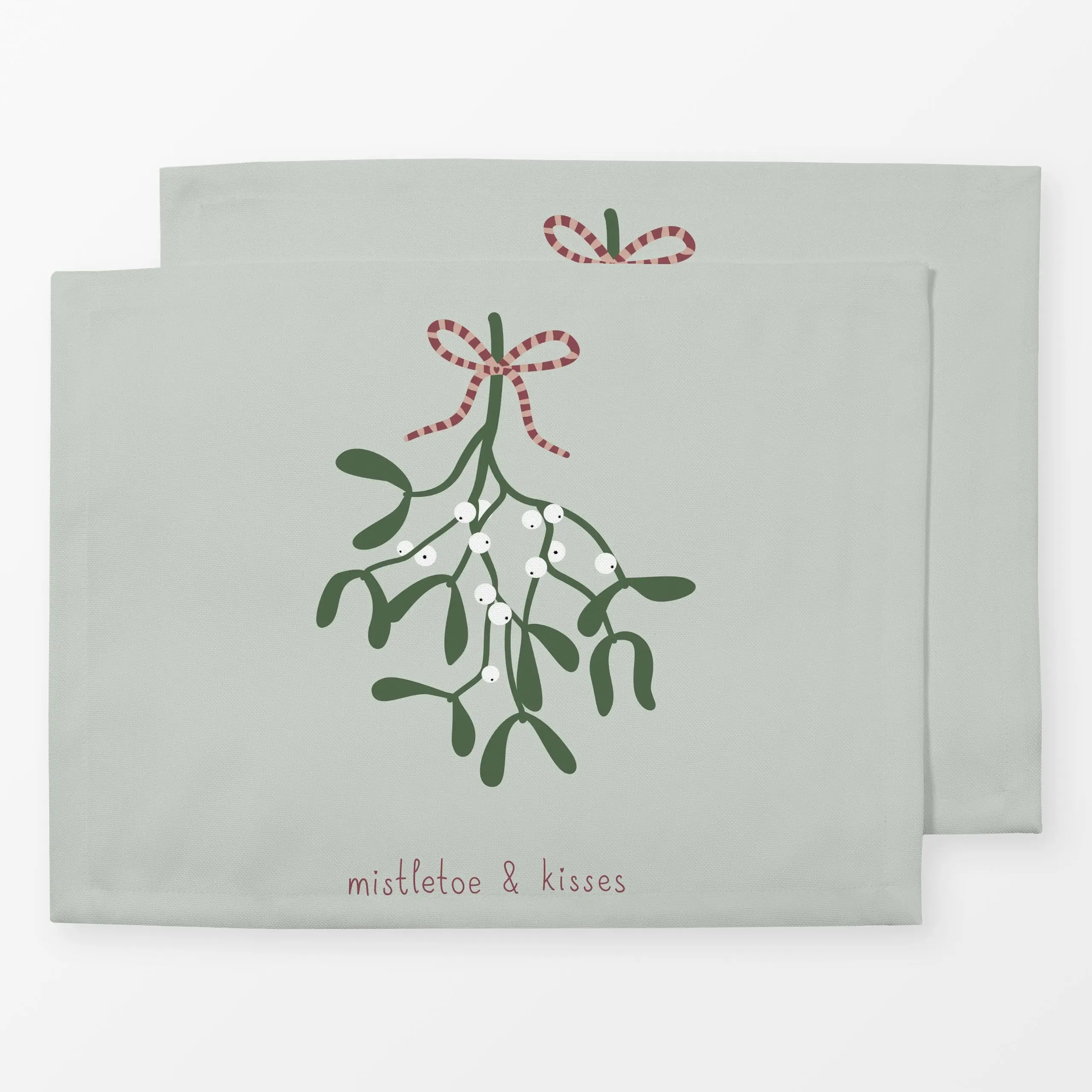 Tischset Mistletoe and kisses - grün - Weihnachten - von „Heyduda"; Zweig, skandinavisch, Hygge, Cozy, Weihnachten, Liebe, M...
