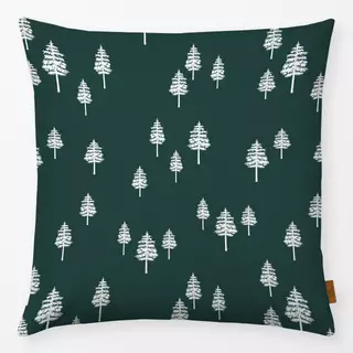 Kissen White Winter Forest fir green