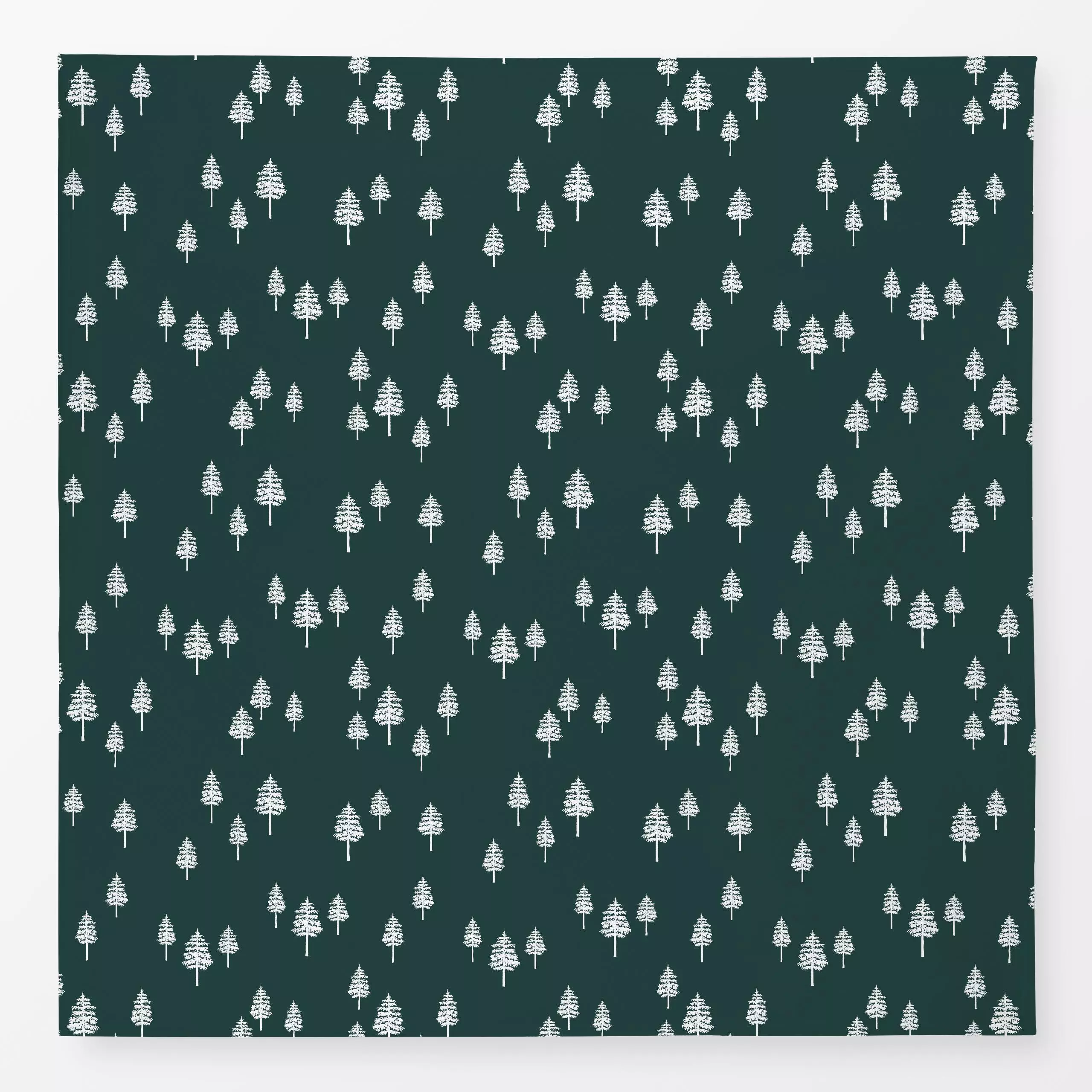 Tischdecke White Winter Forest fir green - Natur & Landschaft, Weihnachten, Winter - von „Karen Menzenbach"; Natur, Bäume, T...