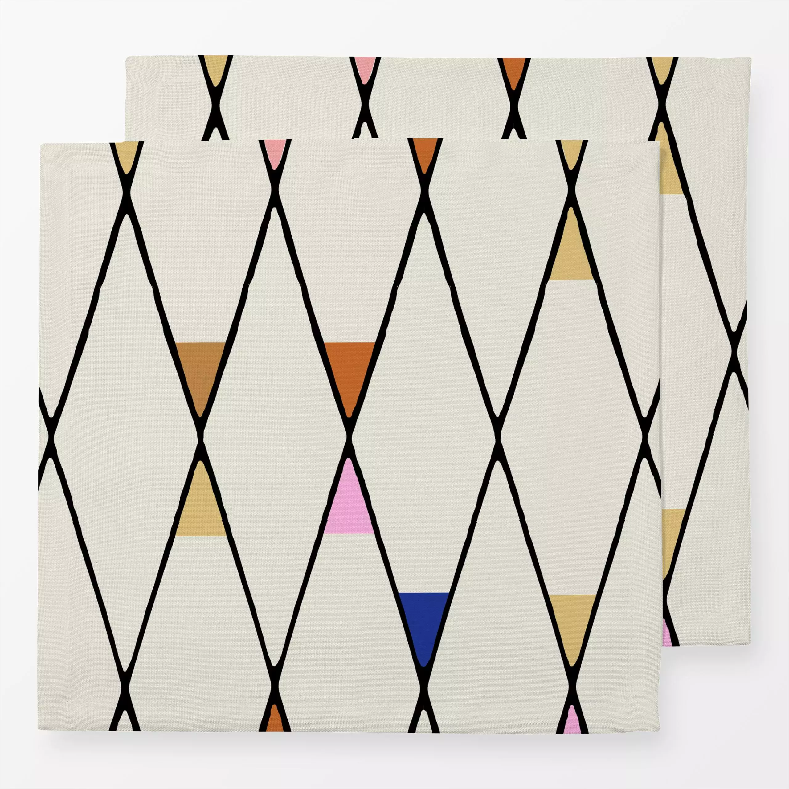 Servietten Crosswork bunt - Symbole & Muster, Retro & Vintage - von „Studio Kesse"; marrakesch, marrokko, boho, rosa, terrac...