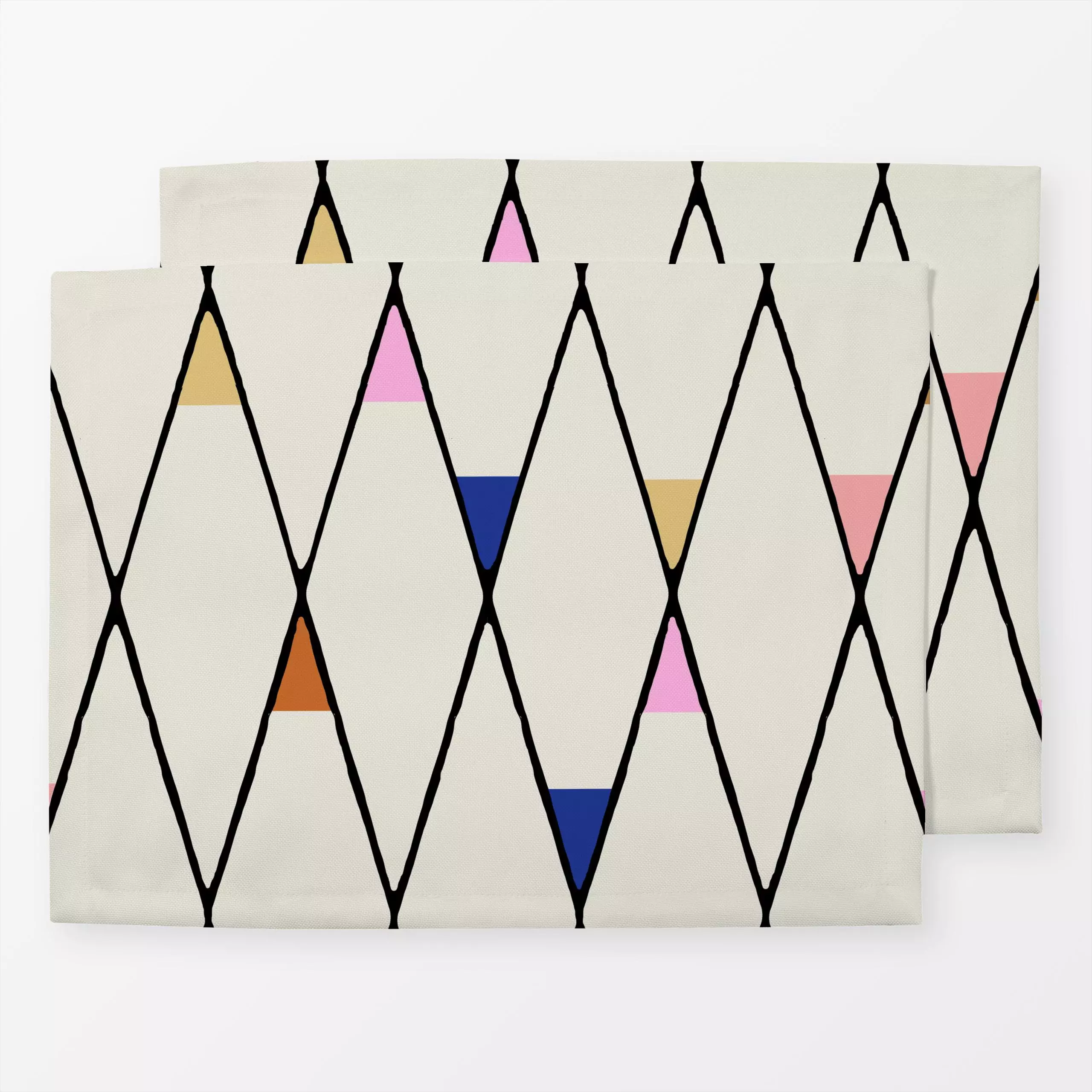 Tischset Crosswork bunt - Symbole & Muster, Retro & Vintage - von „Studio Kesse"; marrakesch, marrokko, boho, rosa, terracot...