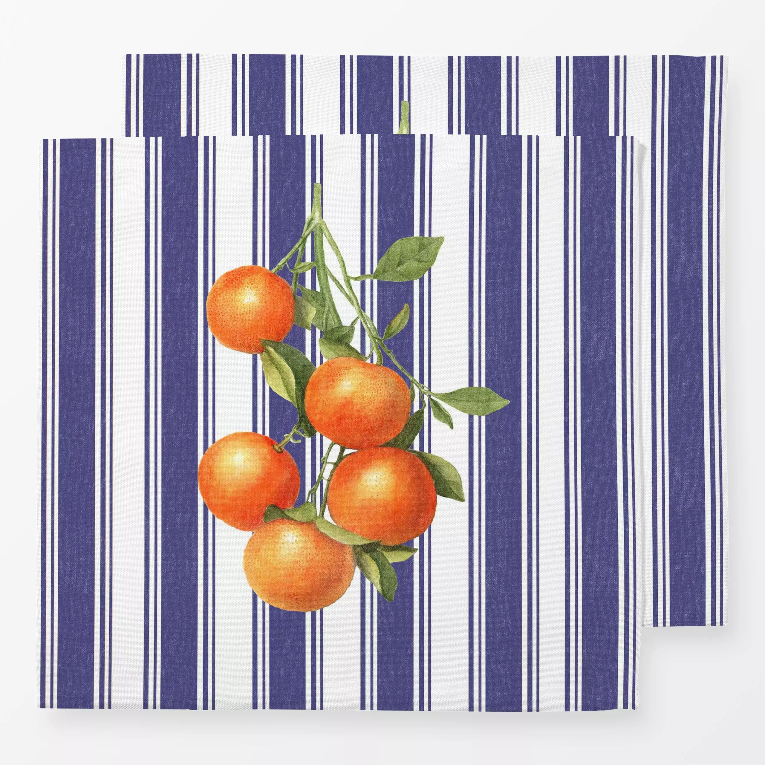 Servietten Coastal Stripes and oranges - Sommer, Symbole & Muster, Früchte - von „Bloomery Decor"; Streifen, Orange, Früchte...
