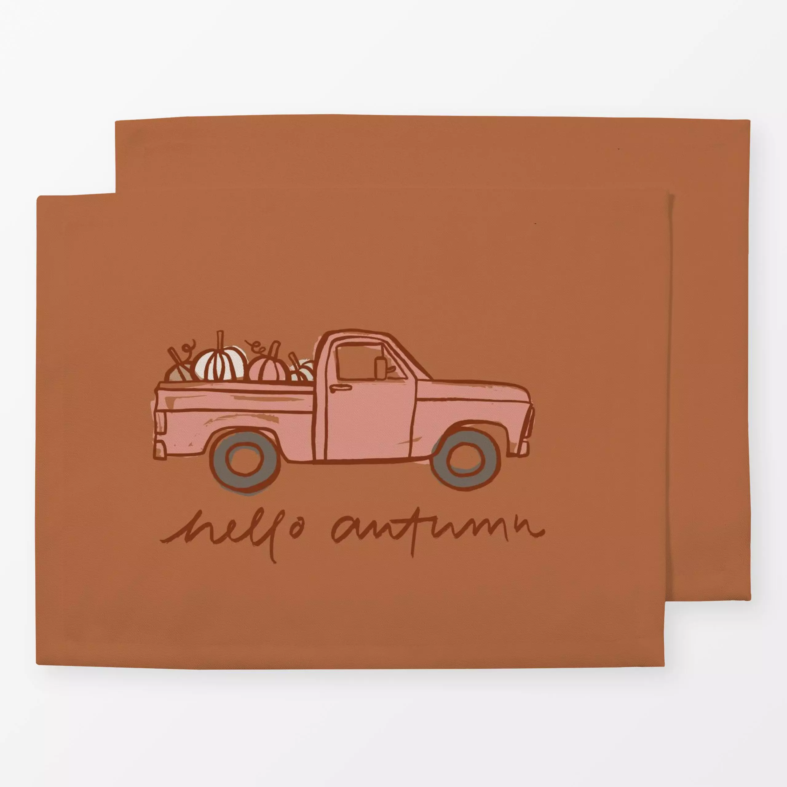 Tischset Pick Up Autumn Pumpkin Amber - Sprüche & Schriftzüge - von „Kruth Design"; Herbst, Spruchkissen, Herbstdeko, herbst...