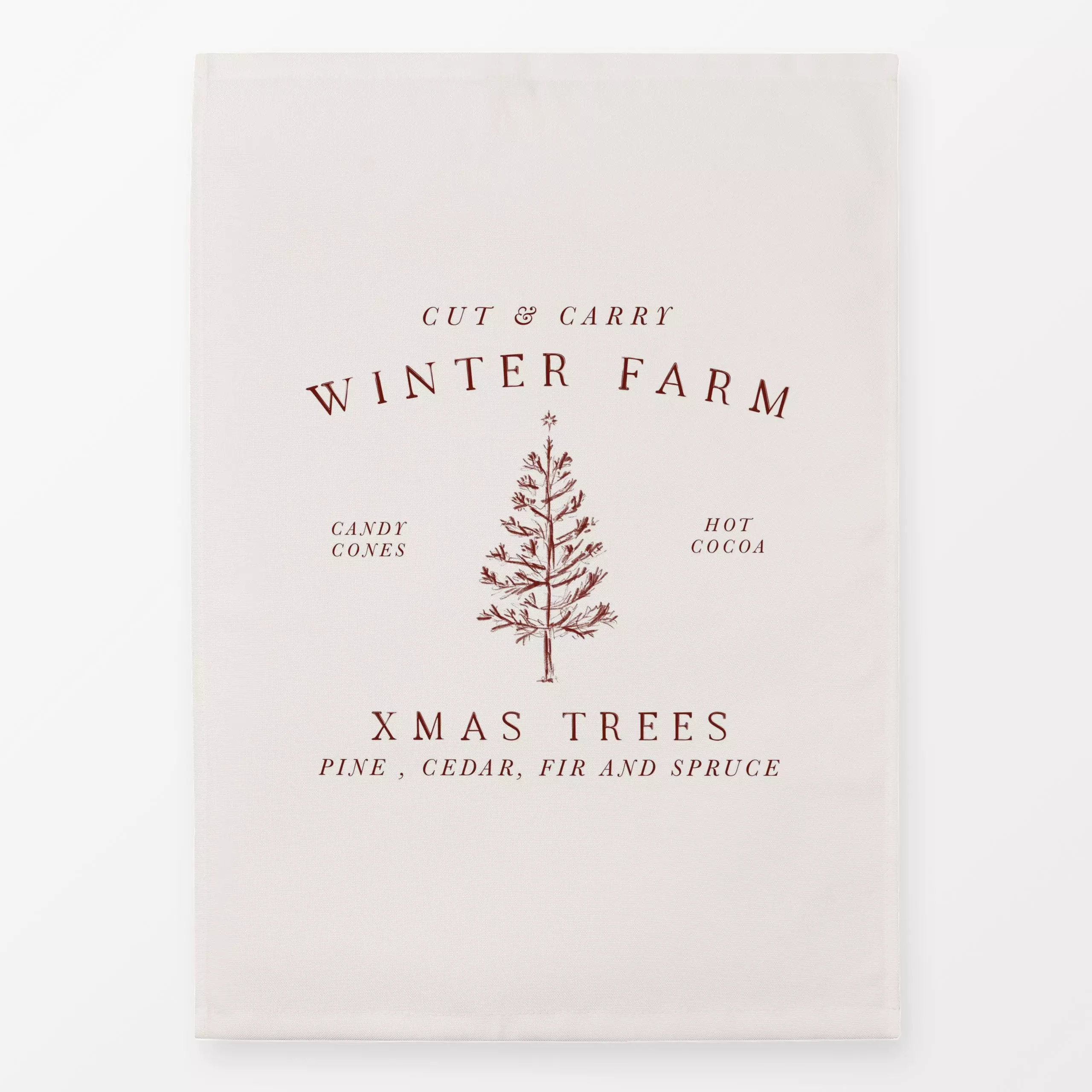 Geschirrtücher Winter Farm Red - Sprüche & Schriftzüge, Weihnachten - von „Kruth Design"; Weihnachtsbaum, Weihnachten, Winte...