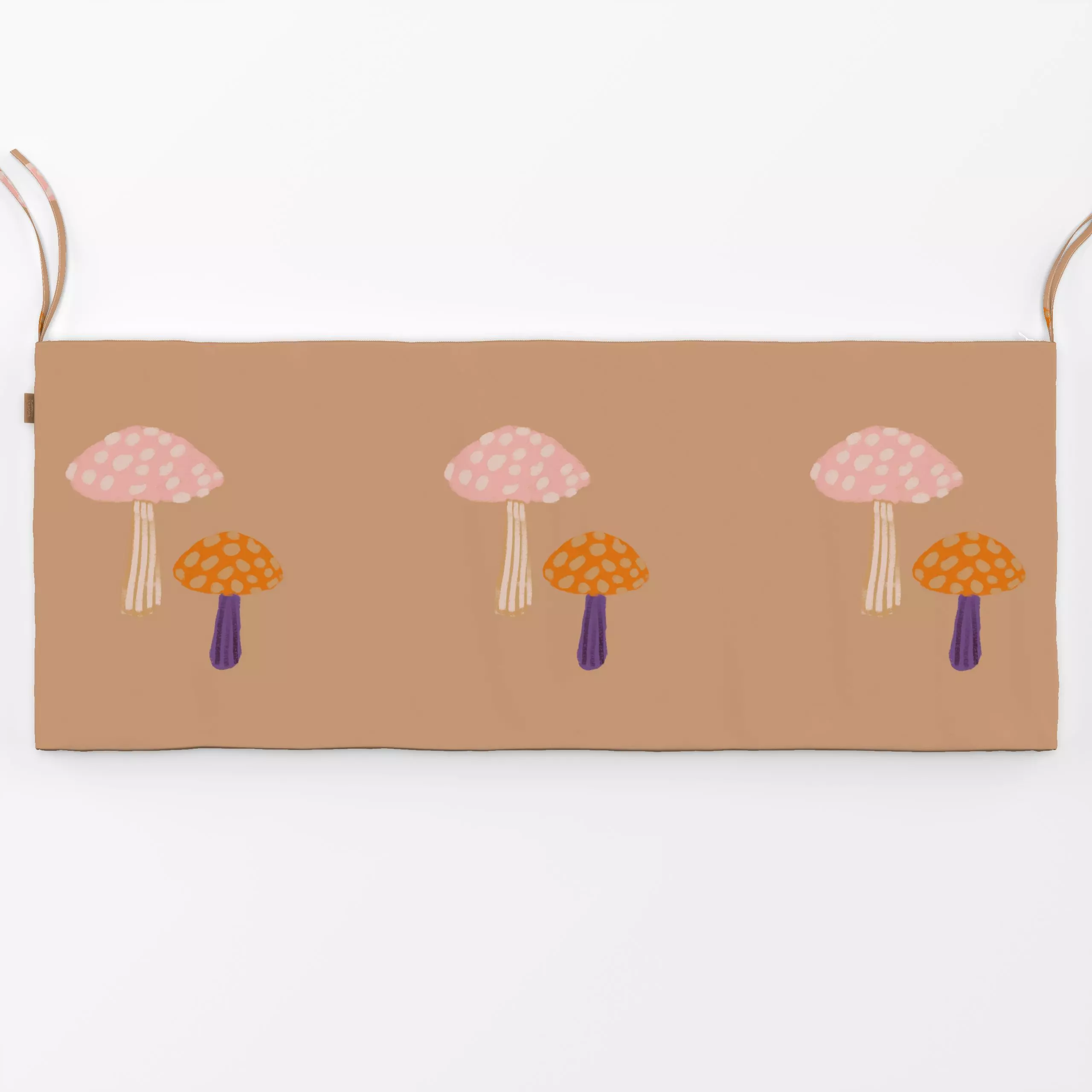 Bankauflage Bunte Pilze Auf Braun - Herbst, Kinderzimmer & Motive für Kinder - von „Alisa Knöß"; rosa, Orange, Kinderzimmer,...