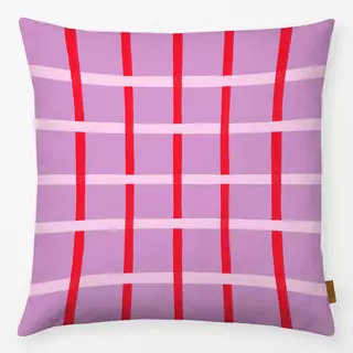 Kissen Grid rosa-rot-lilac