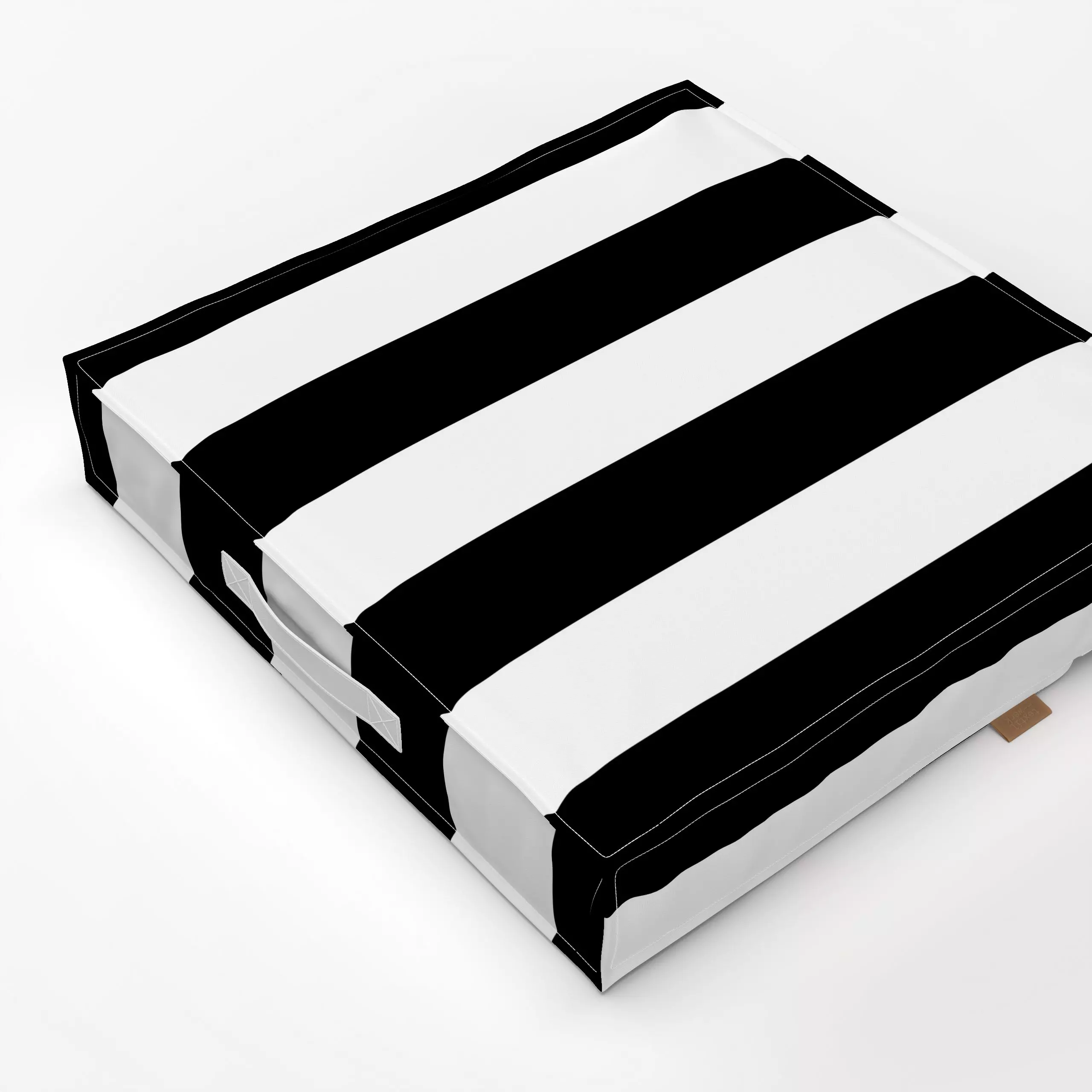 Bodenkissen Simple Stripes Black And White - Symbole & Muster - von „Andrea Haase"; Elegant, gestreift, Streifenmuster, Schw...
