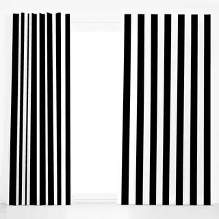 Dekovorhang Simple Stripes Black And White