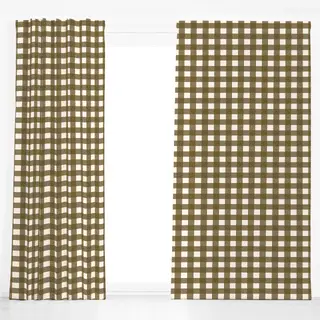 Dekovorhang Olive Gingham