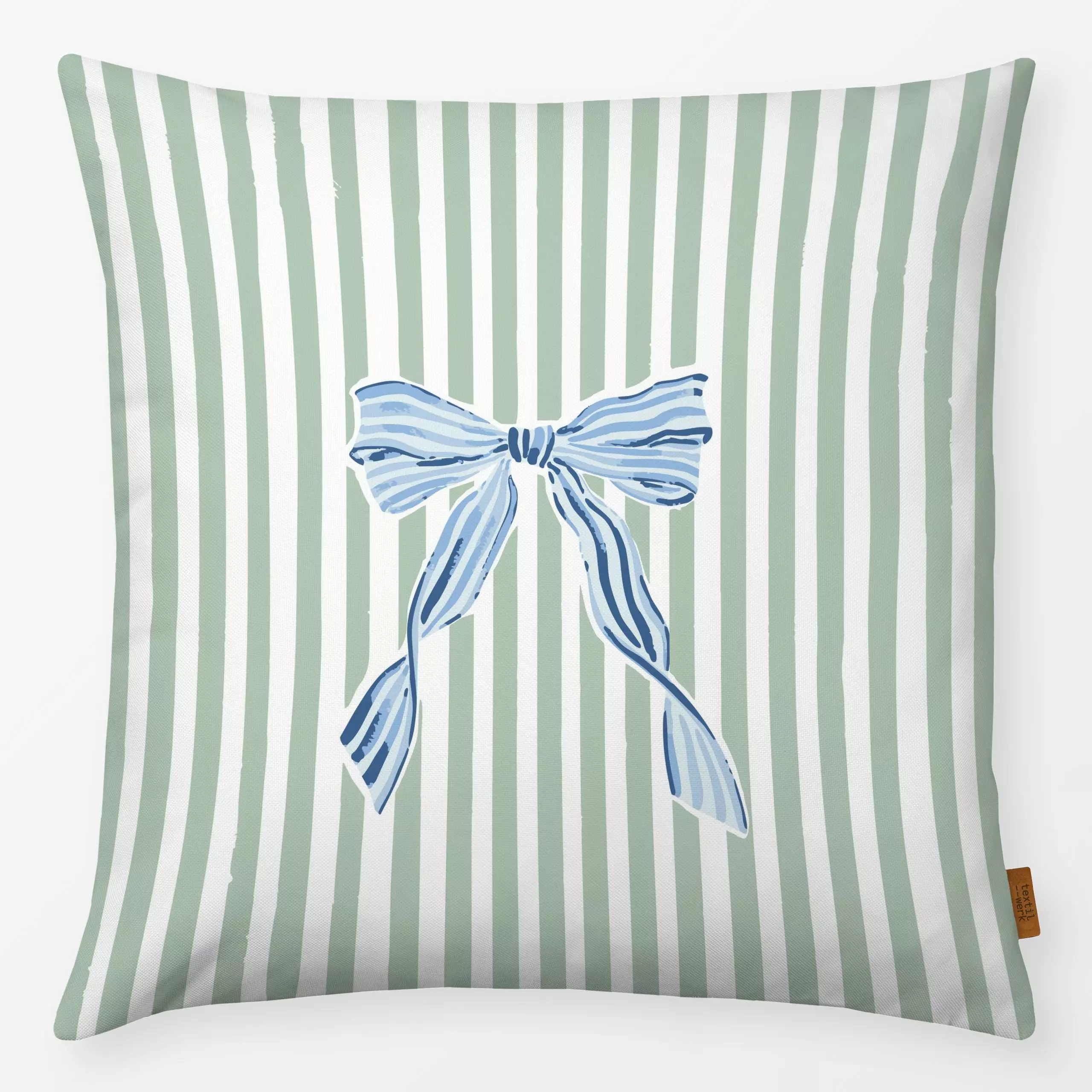 Kissen Schleife mit Streifen grün - Symbole & Muster - von „Katrin Graff“; schleife