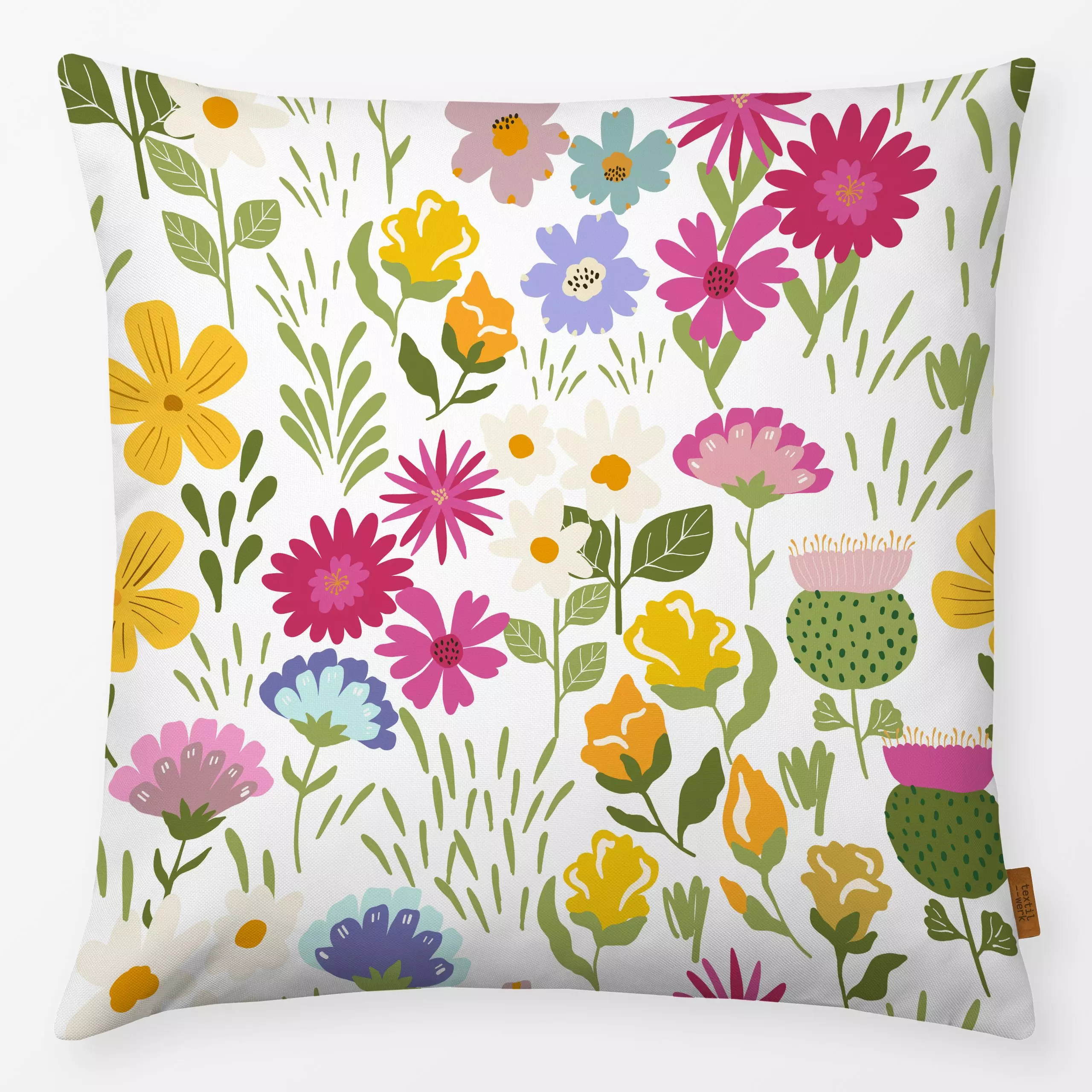 Kissen Retro Blumengarten - Blumen & Florales, Sommer - von „Uta Naumann"; boho, Blumen, Garten, Blüten, Sommerblumen, Somme...