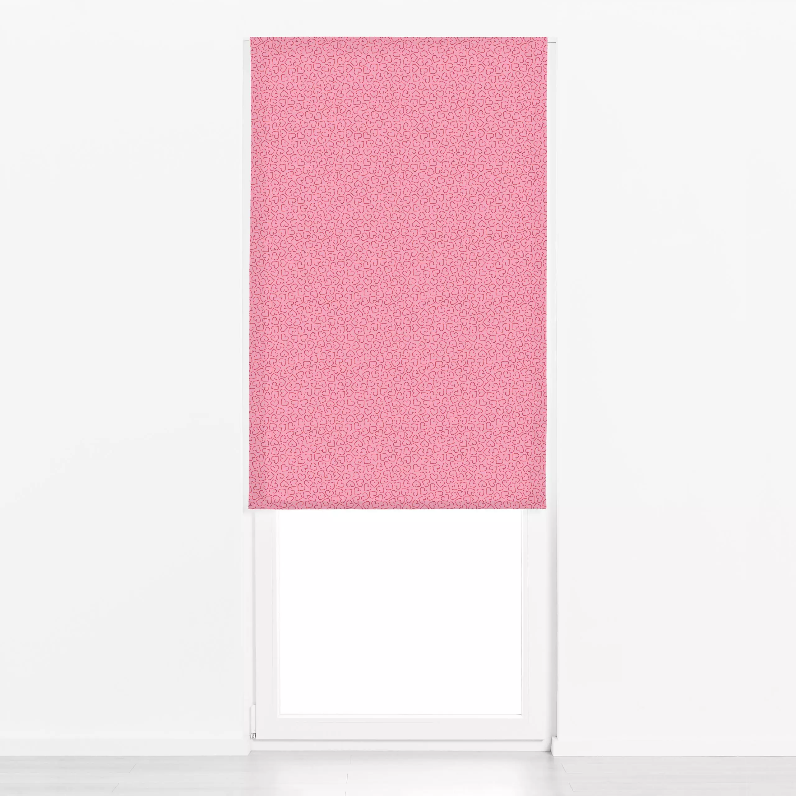 Raffrollo Herzen LineArt pink - Liebe, Romantik & Pride, Symbole & Muster - von „Karen Menzenbach"; Muster, minimal, rosa, V...