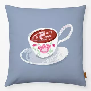 Kissen Tasse Tee grau