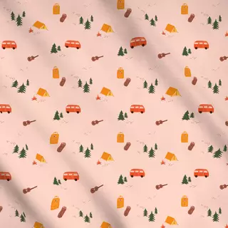 Meterware Vintage Camping