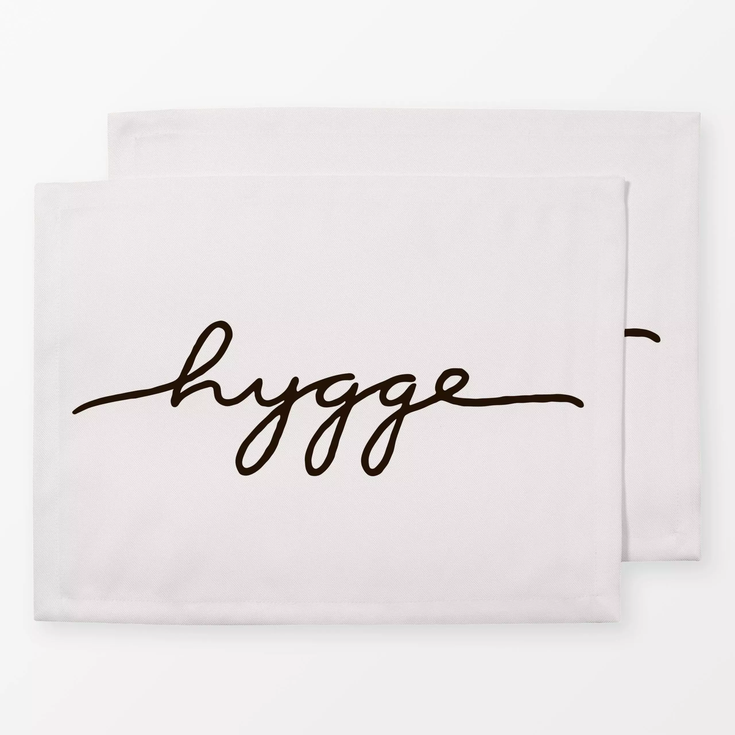 Tischset Hygge Typo beige dunkelbraun - Sprüche & Schriftzüge - von „Kathrin Woo"; boho, Hygge, typografie, winterdeko, Spru...
