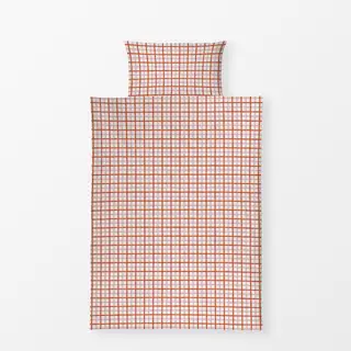 Bettwäsche Karo Muster Beige Braun