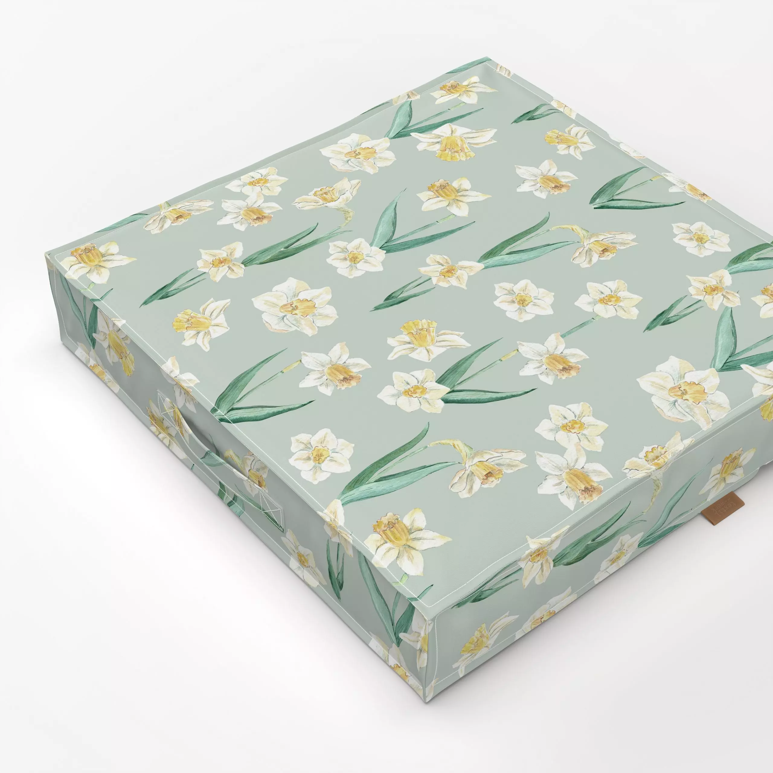 Bodenkissen Oster Narzissen milky green - Blumen & Florales, Frühling - von „Katrin Graff"; Blumen, Ostern, landhaus, Aquare...