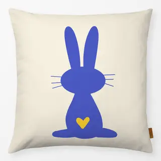 Kissen Hase mit Herz blau