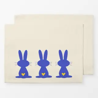 Tischset Hase mit Herz blau