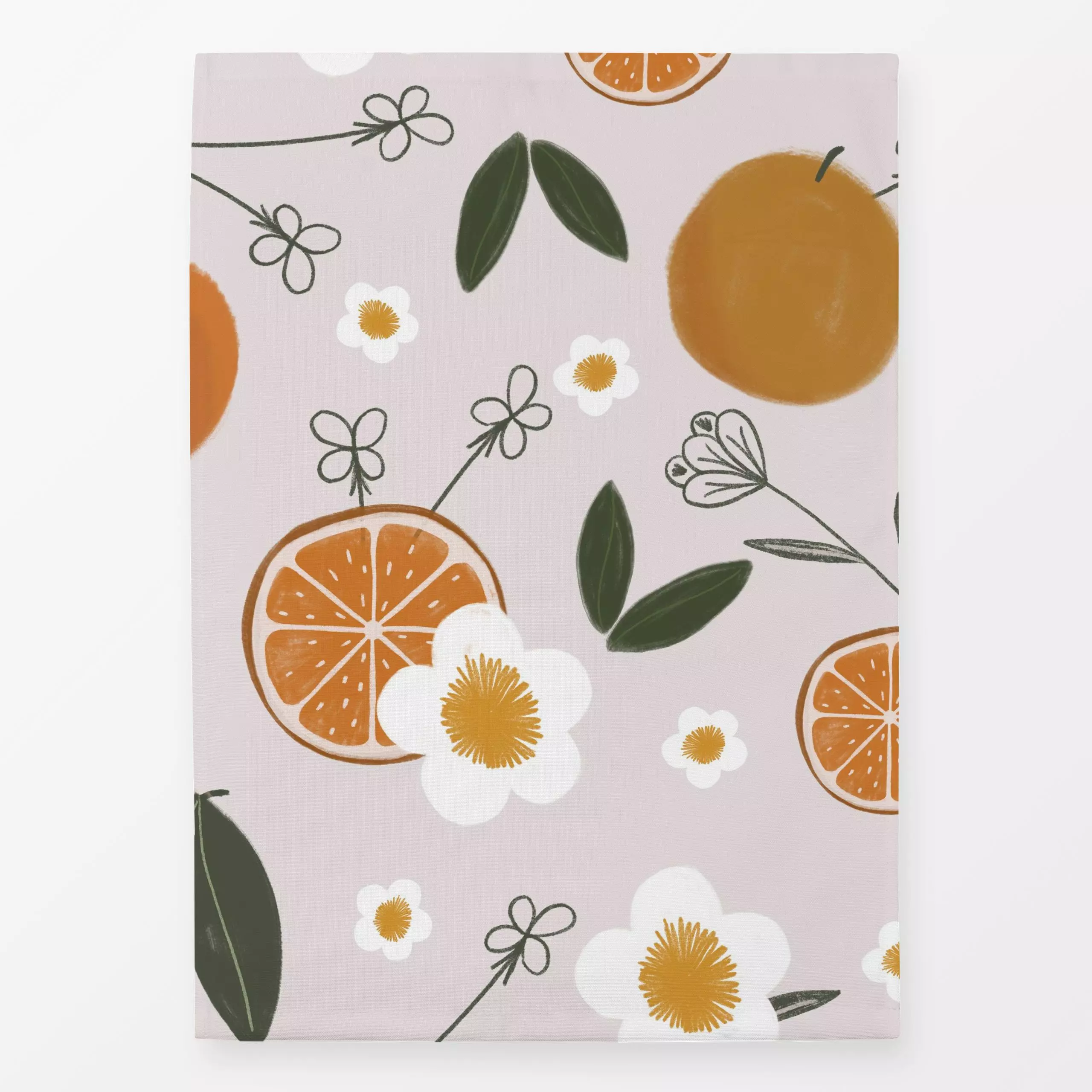 Geschirrtücher Oranges and Flowers - Frühling, Küche, Essen & Trinken, Ostern - von „Menina Lisboa "; Obst, Blumen, orangen