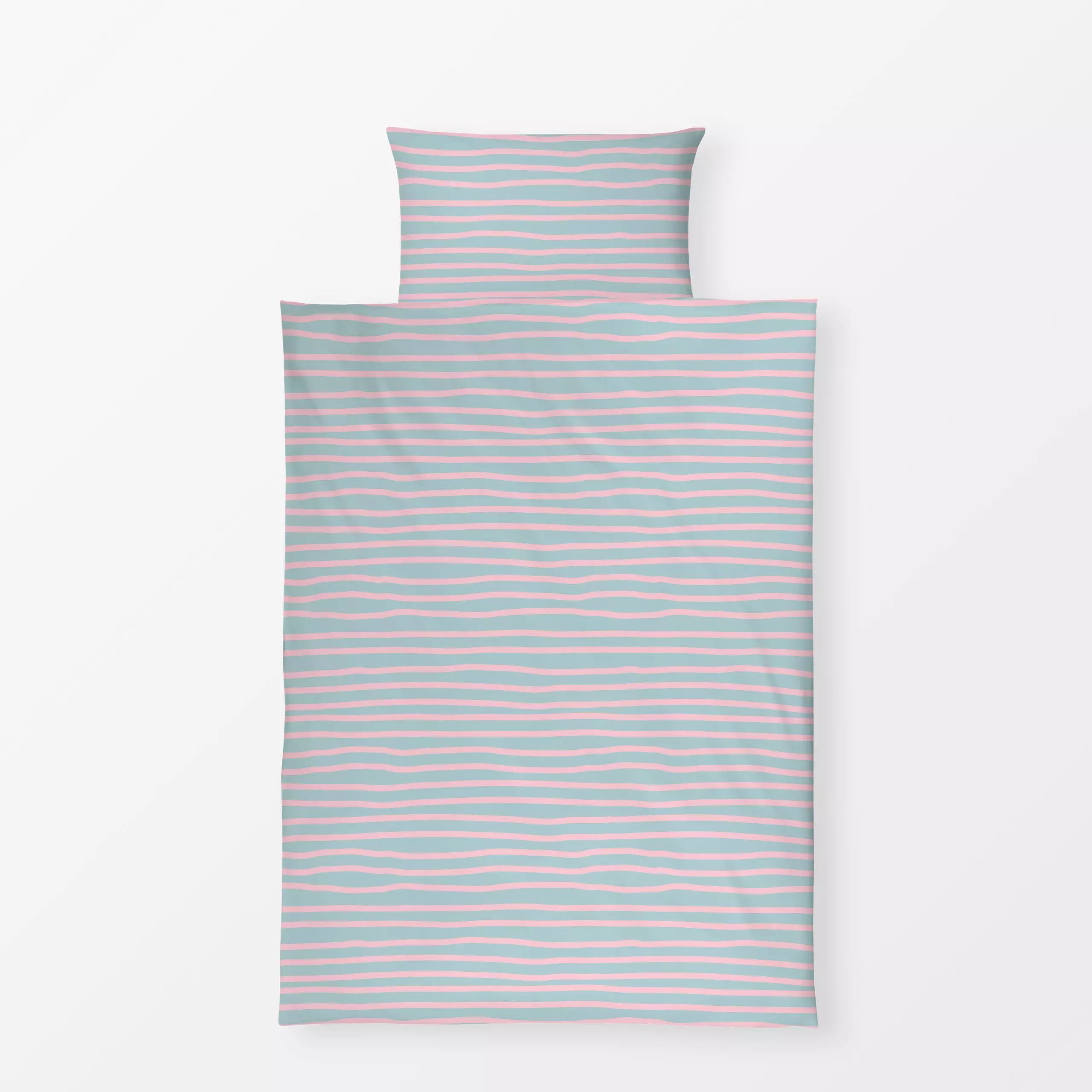 Bettwäsche Steifen Pastell Rosa Blau - Symbole & Muster - von „Andrea Haase"; hell, hellblau, gestreift, Streifenmuster, Nad...