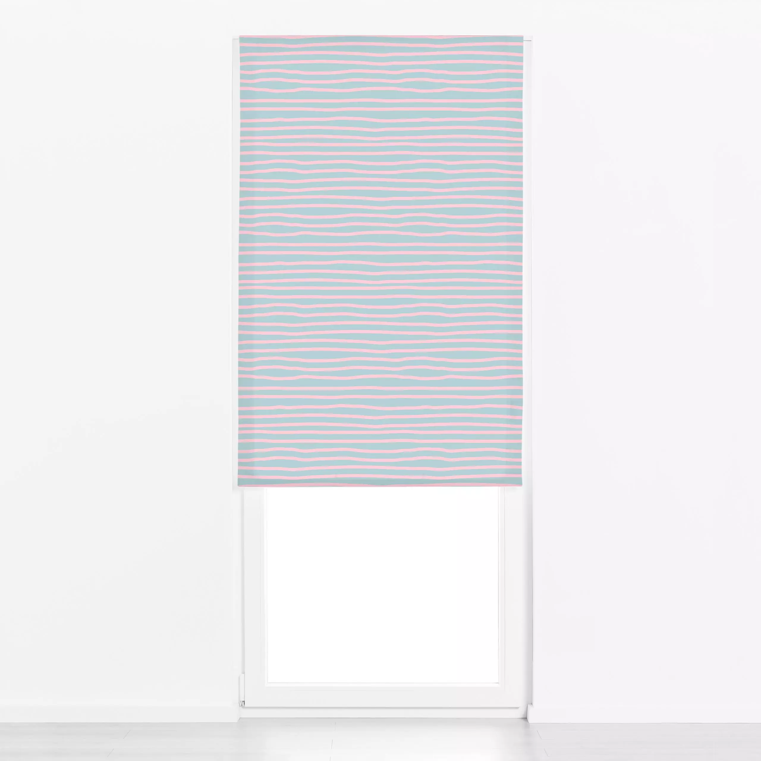 Raffrollo Steifen Pastell Rosa Blau - Symbole & Muster - von „Andrea Haase"; hell, hellblau, gestreift, Streifenmuster, Nade...