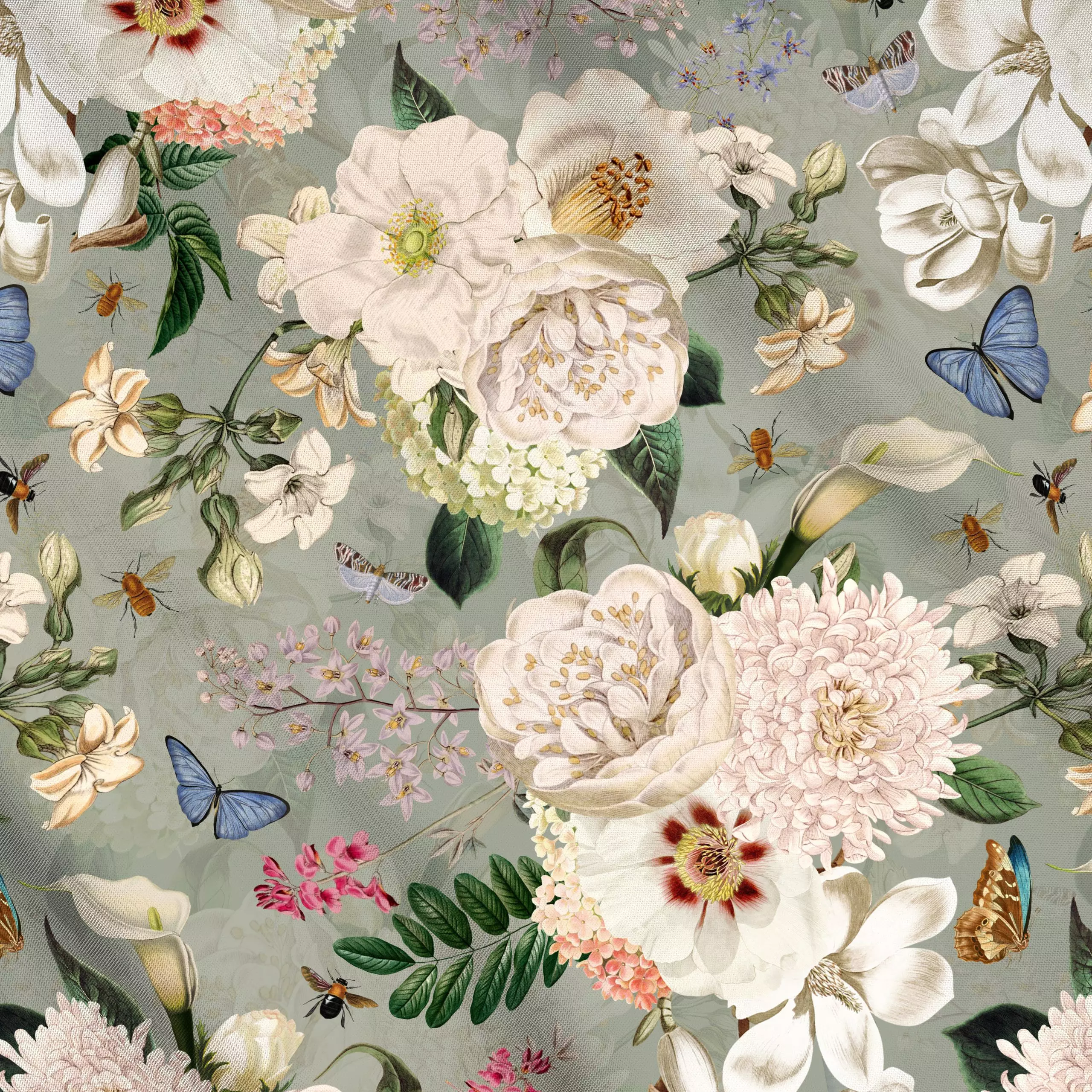 Meterware Blüten Bouquets - Blumen & Florales, Pflanzen & Botanik, Retro & Vintage - von „Uta Naumann"; Natur, Blumen, Garte...