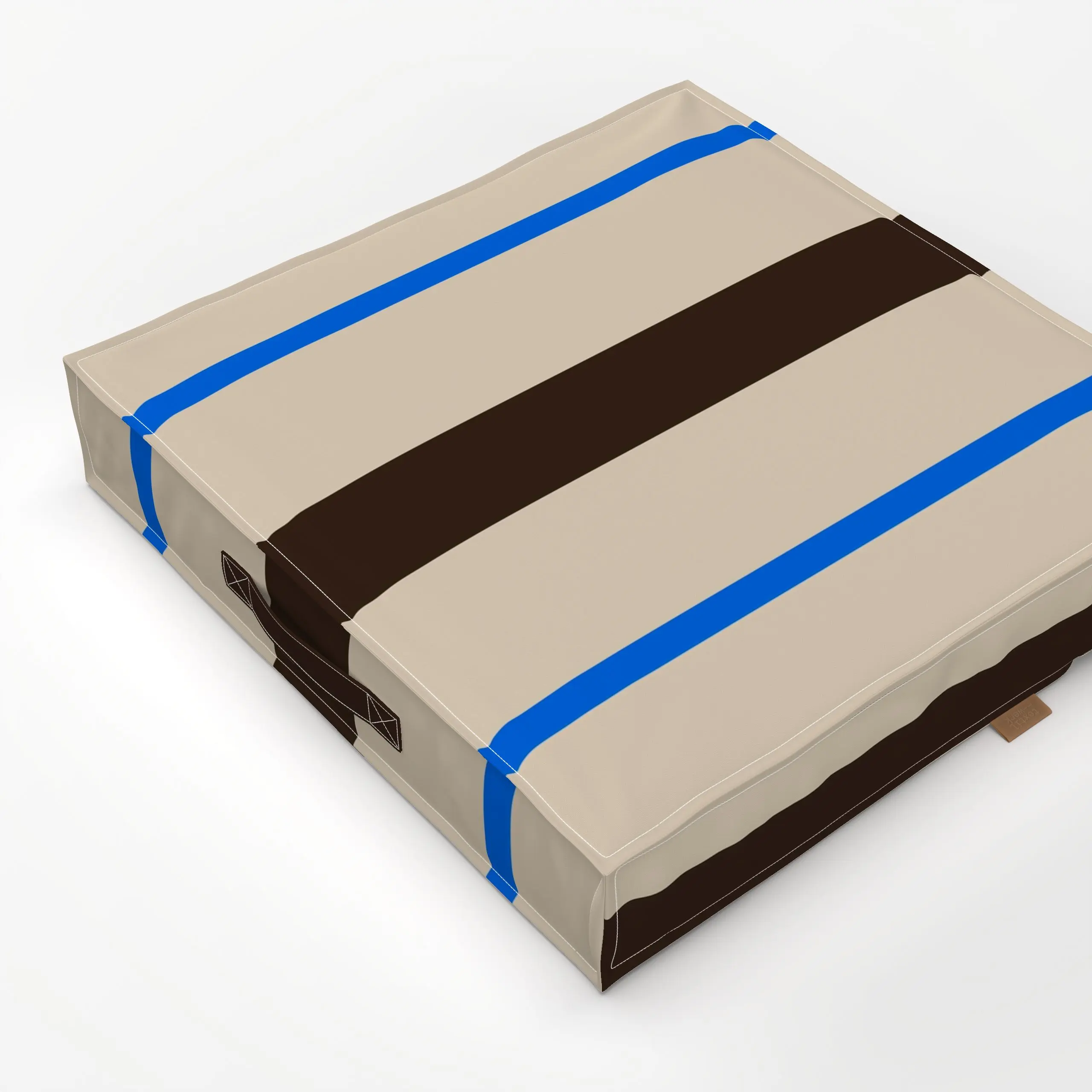 Bodenkissen Electric Blue and Mocha Stripe - Herbst, Sommer, Symbole & Muster - von „KunstbyStephie"; minimal, linie, Illust...