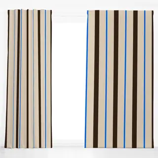 Dekovorhang Electric Blue and Mocha Stripe