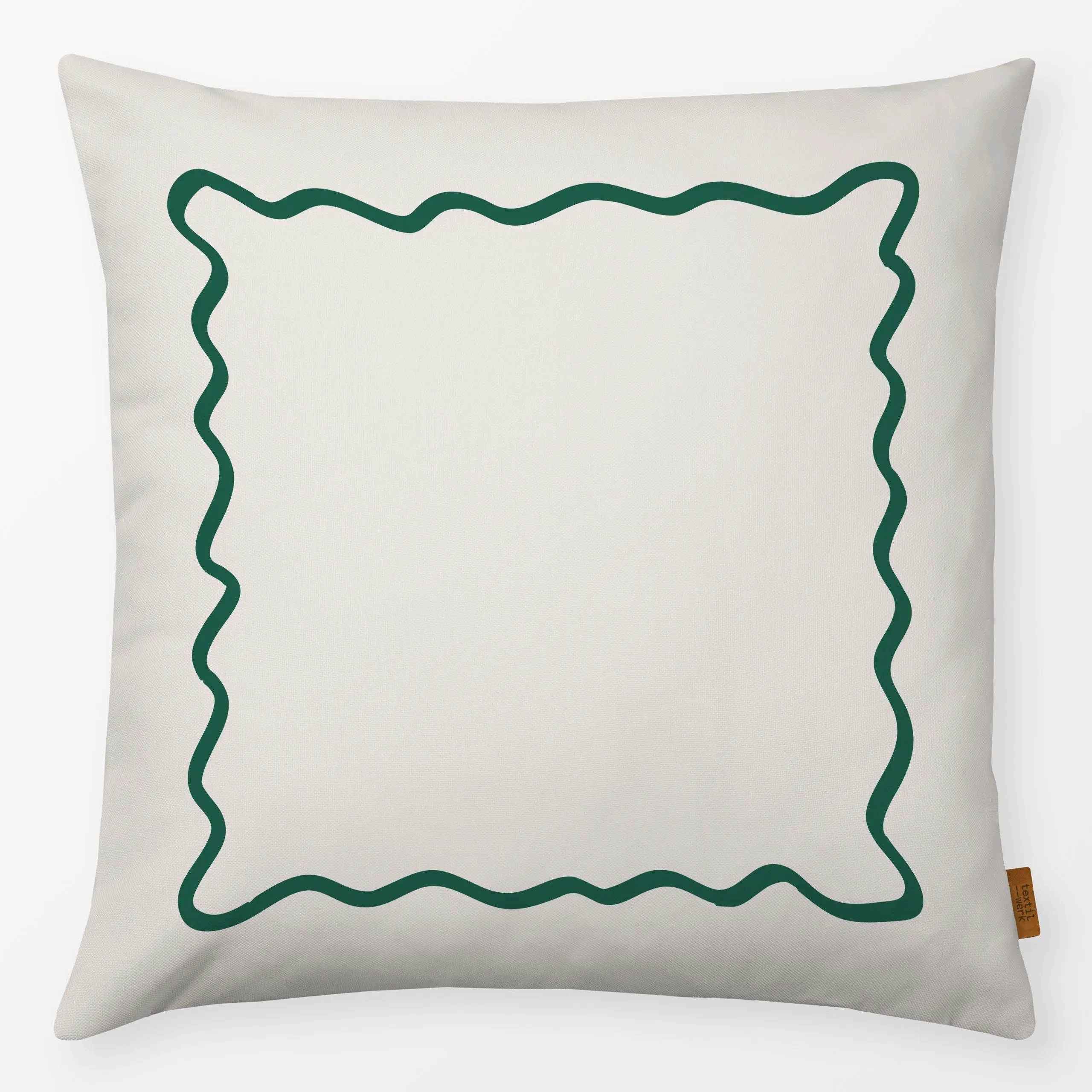 Kissen Wellenrand Beige Grün - Weihnachten, Winter, Symbole & Muster - von „textilwerk"; Retro, vintage, geschenkidee, weihn...