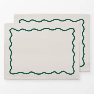Tischset Wellenrand Beige Grün