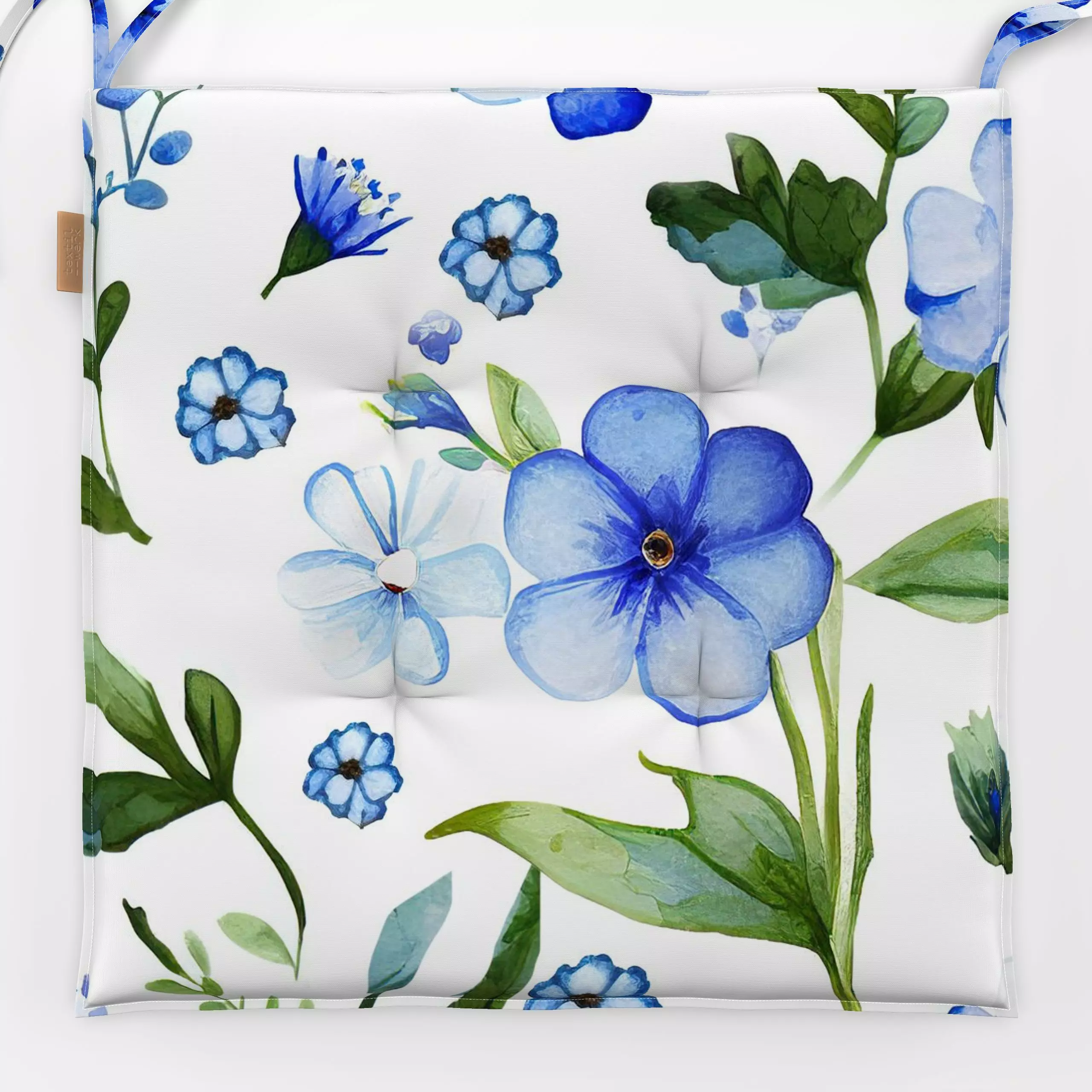 Sitzkissen Forget Me Not Blue Flowers - Blumen & Florales, Pflanzen & Botanik - von „Andrea Haase"; Aquarell, Natur, Blumen,...