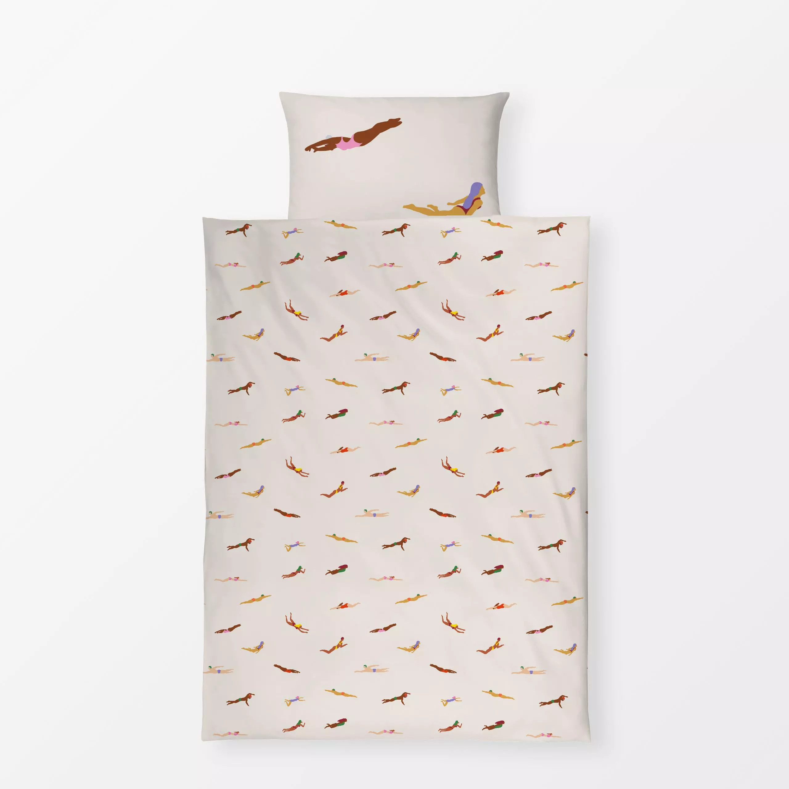 Bettwäsche Schwimmen Muster 2 - Sport - von „textilwerk"; Illustration, Schwimmen, beige, Sport, geschenkidee, minimalistisc...