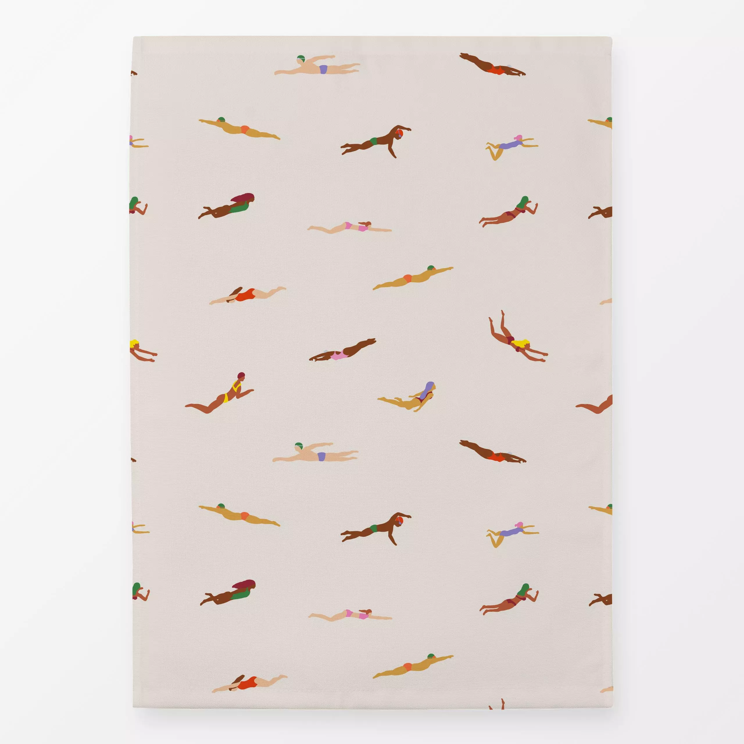 Geschirrtücher Schwimmen Muster 2 - Sport - von „textilwerk"; Illustration, Schwimmen, beige, Sport, geschenkidee, minimalis...